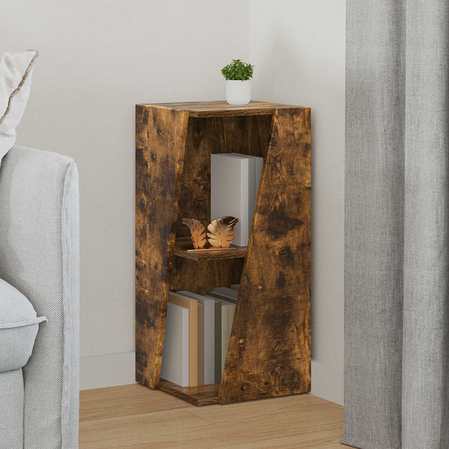 Side Shelf 33 x 32 x 70.5 cm Engineered Wood Smoked Oak