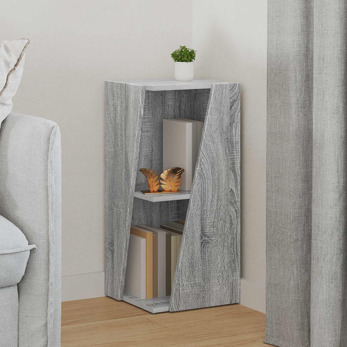 Side Shelf Grey Sonoma 33 x 32 x 70.5 cm Engineered Wood