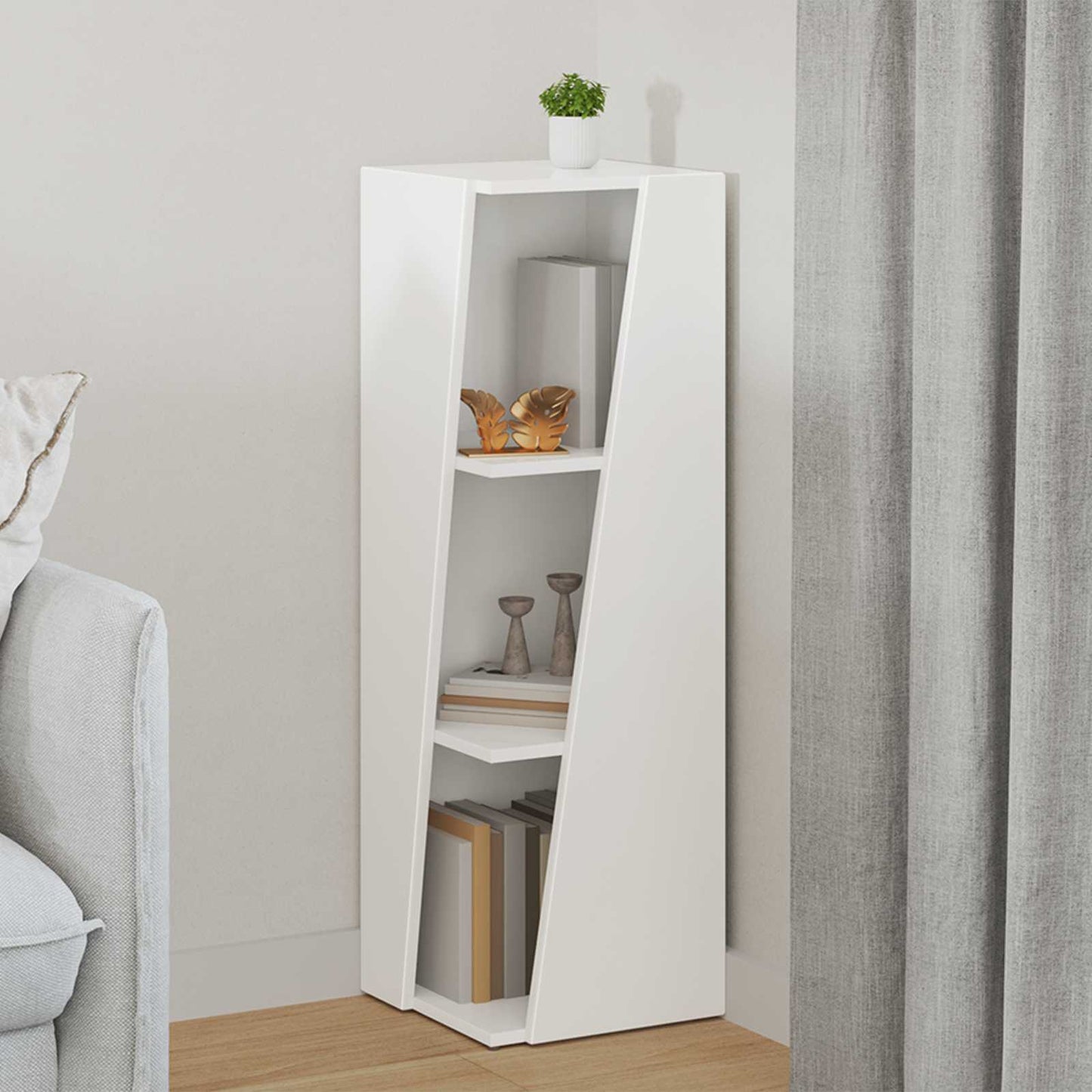 Side Shelf 33 x 32 x 100.5 cm Engineered Wood White
