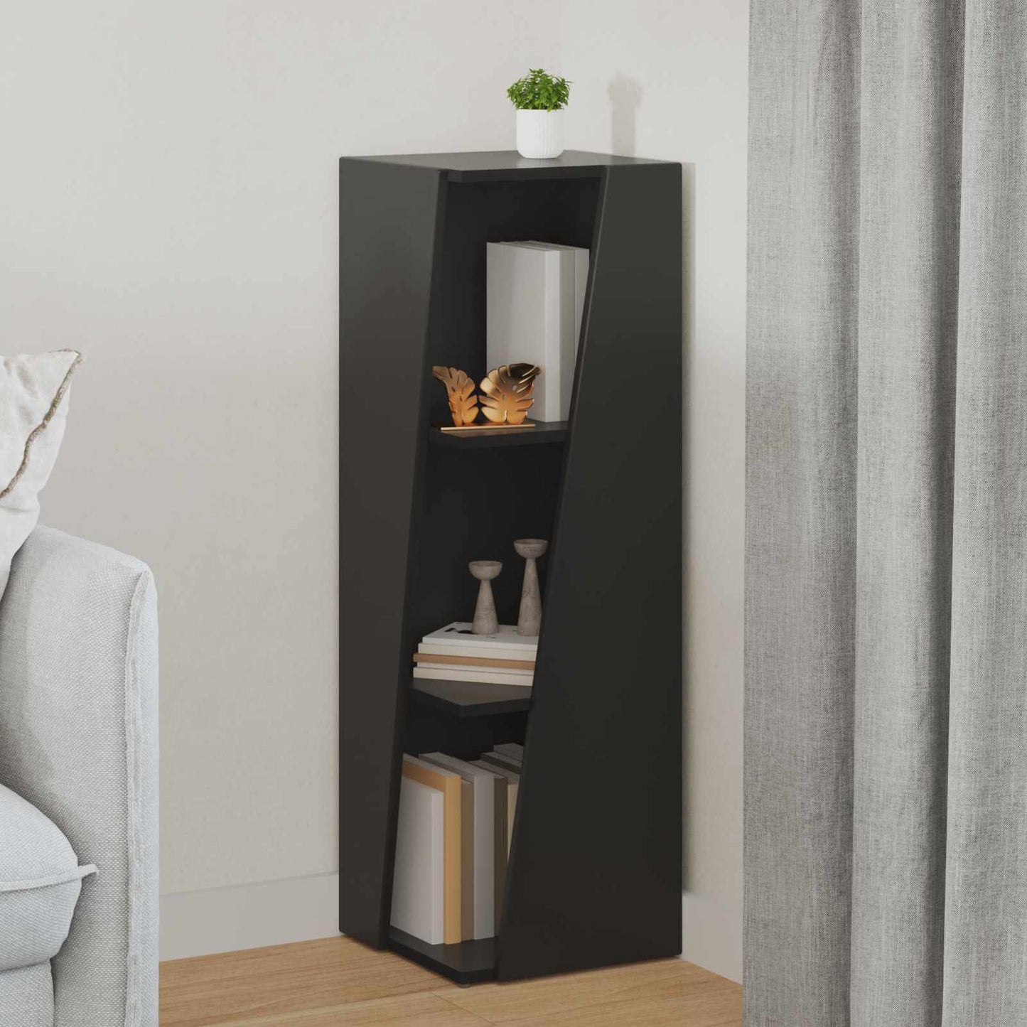 Side Shelf 33 x 32 x 100.5 cm Engineered Wood Black
