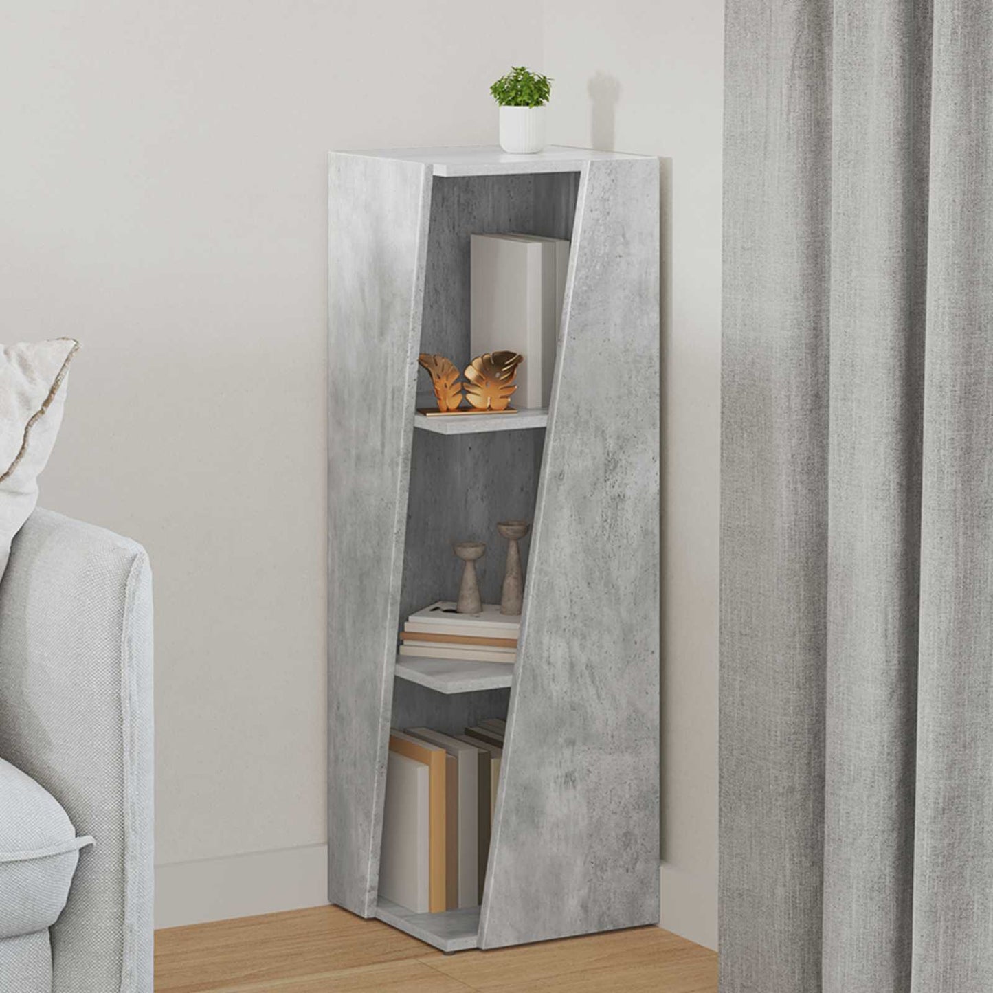 Side Shelf 33 x 32 x 100.5 cm Engineered Wood Concrete Grey