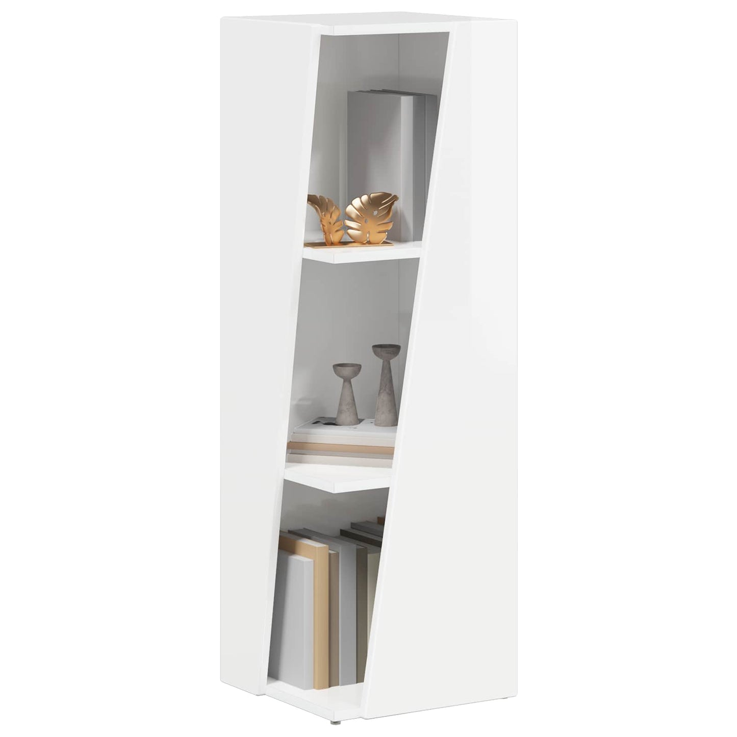 Side Shelf High Gloss White 33 x 32 x 100.5 cm Engineered Wood