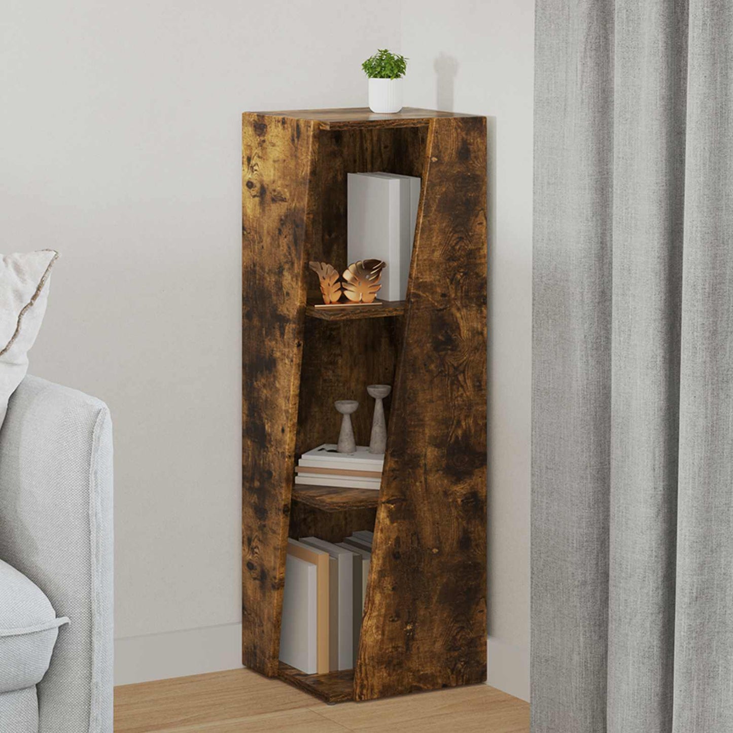 Side Shelf 33 x 32 x 100.5 cm Engineered Wood Smoked Oak