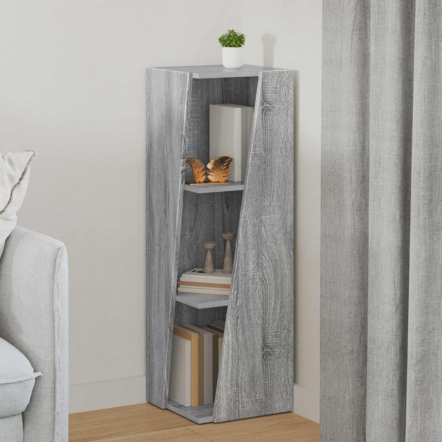 Side Shelf 33 x 32 x 100.5 cm Engineered Wood Grey Sonoma