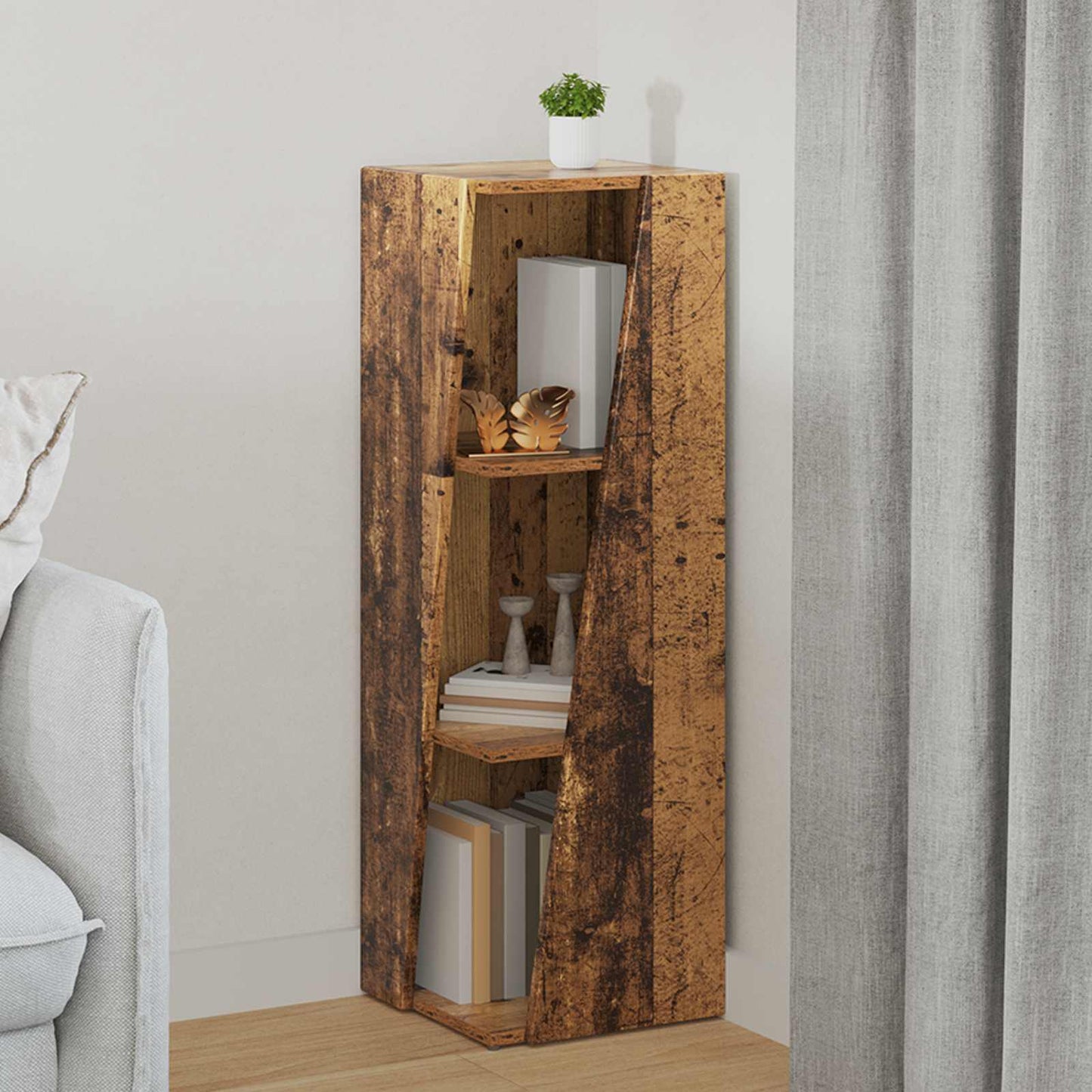 Side Shelf Old Wood 33 x 32 x 100.5 cm Engineered Wood
