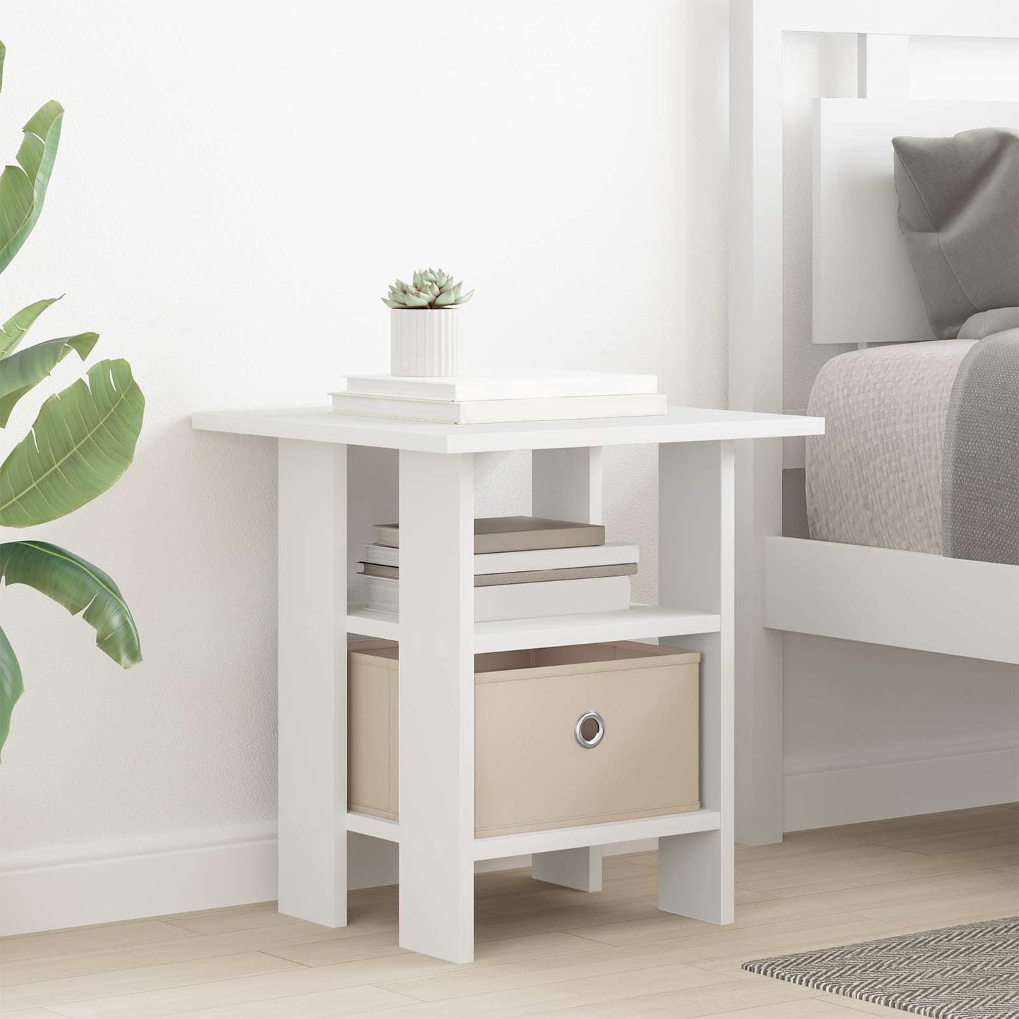 Bedside Table with Drawer White 41 x 40 x 45 cm Engineered Wood