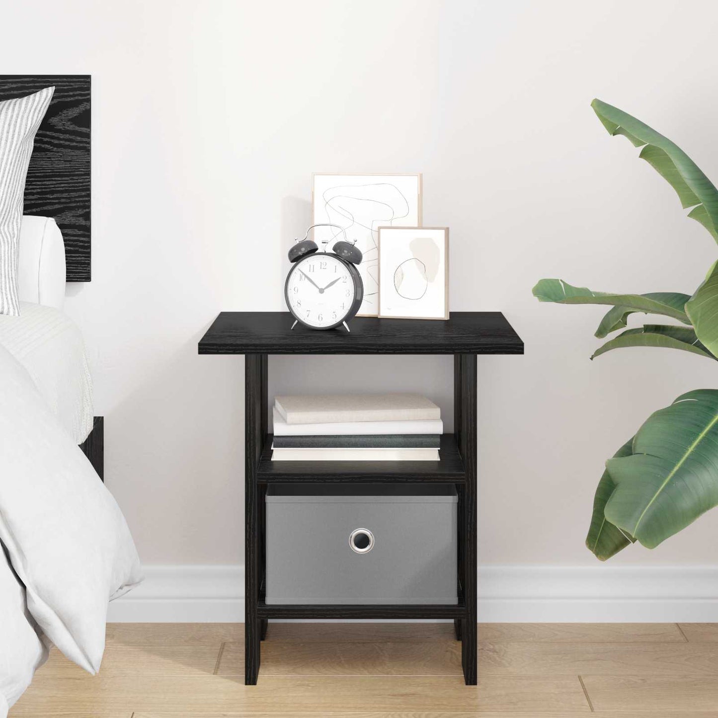 Bedside Table Black Oak 41 x 40 x 45 cm Engineered Wood