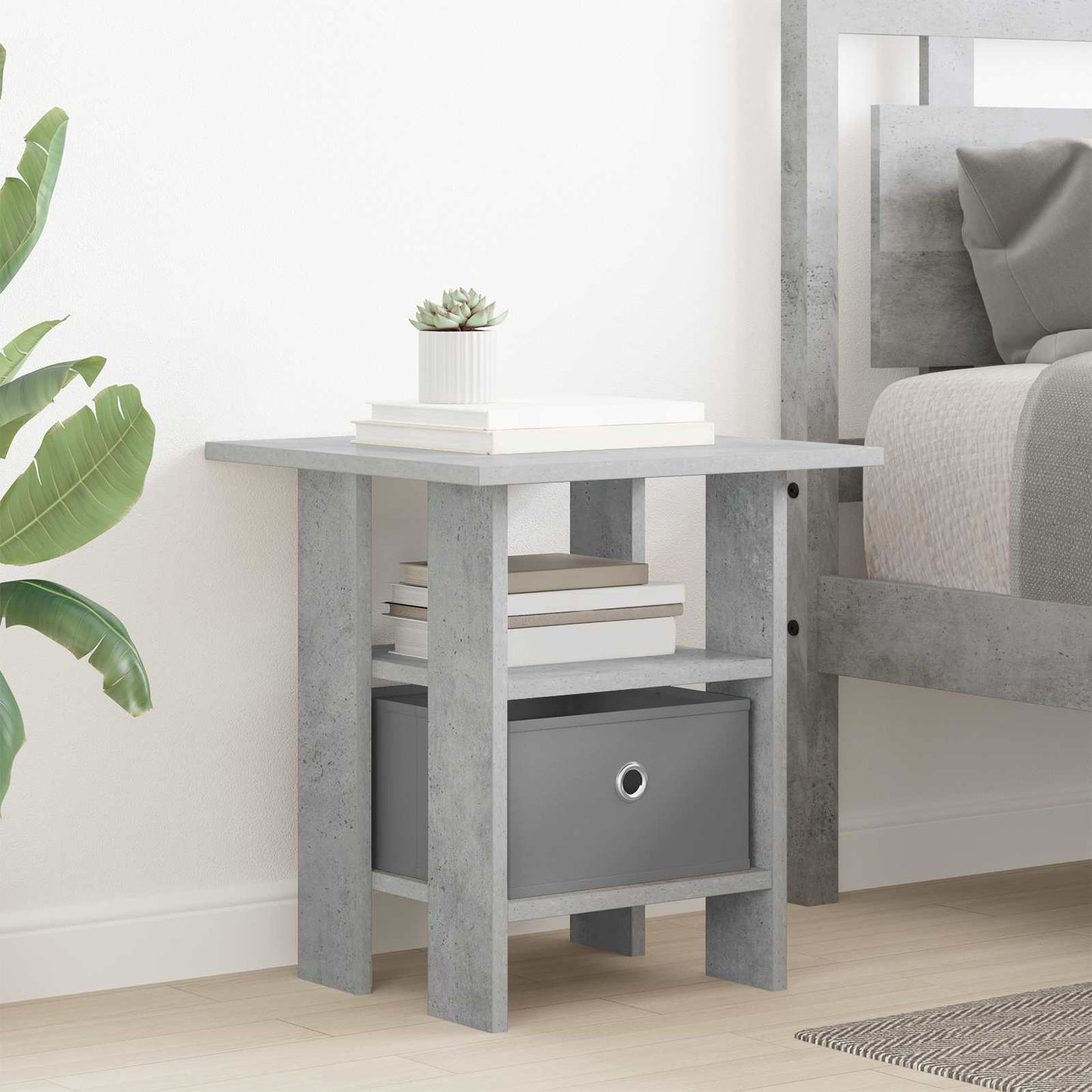 Bedside Table Concrete Grey 41 x 40 x 45 cm Engineered Wood