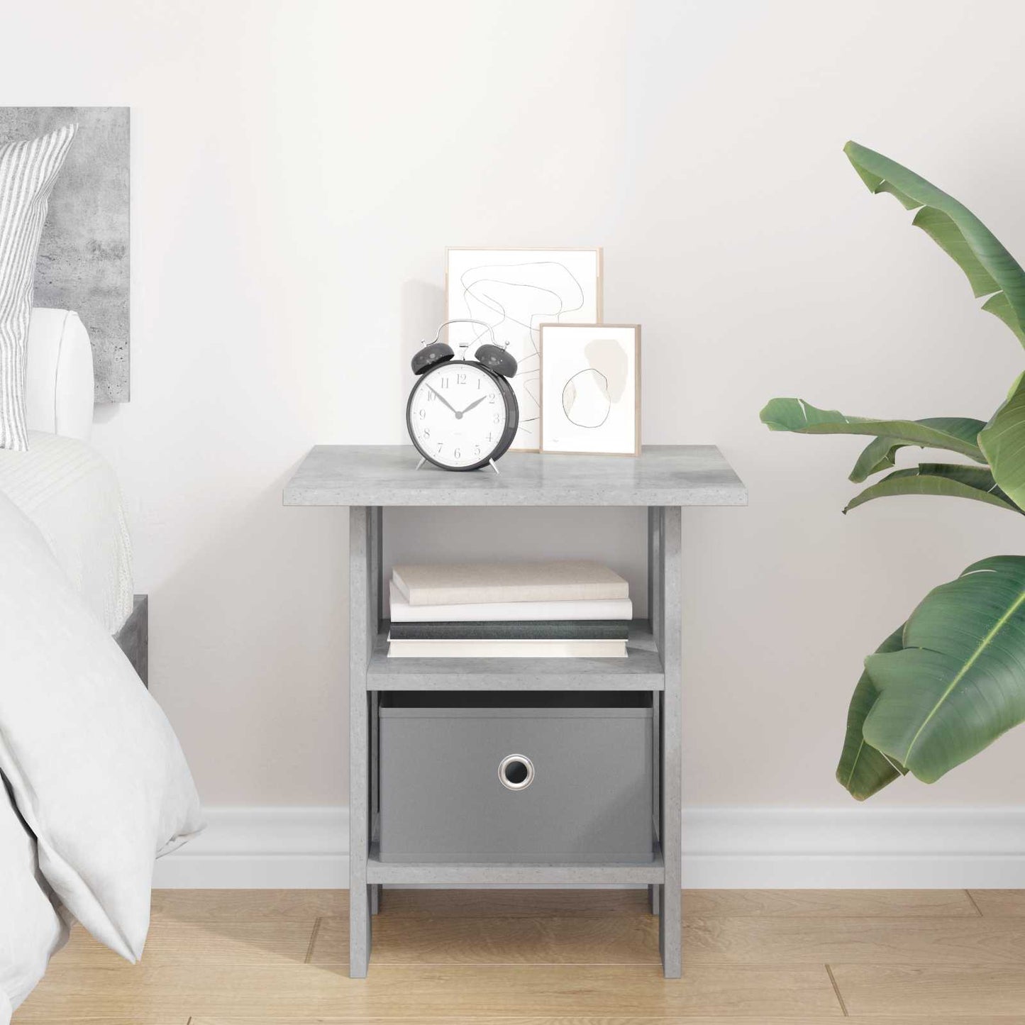Bedside Table Concrete Grey 41 x 40 x 45 cm Engineered Wood