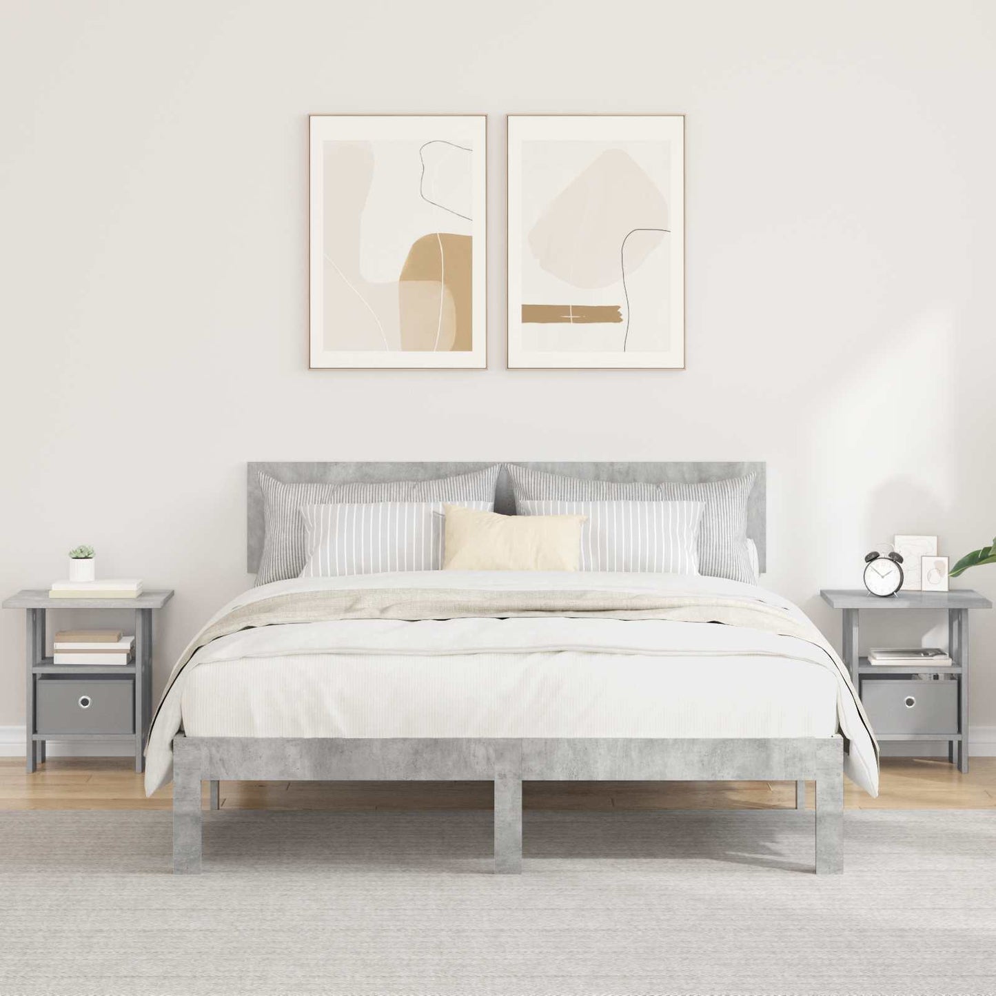 Bedside Table with Drawer 2 pcs Concrete Grey 41 x 40 x 45 cm