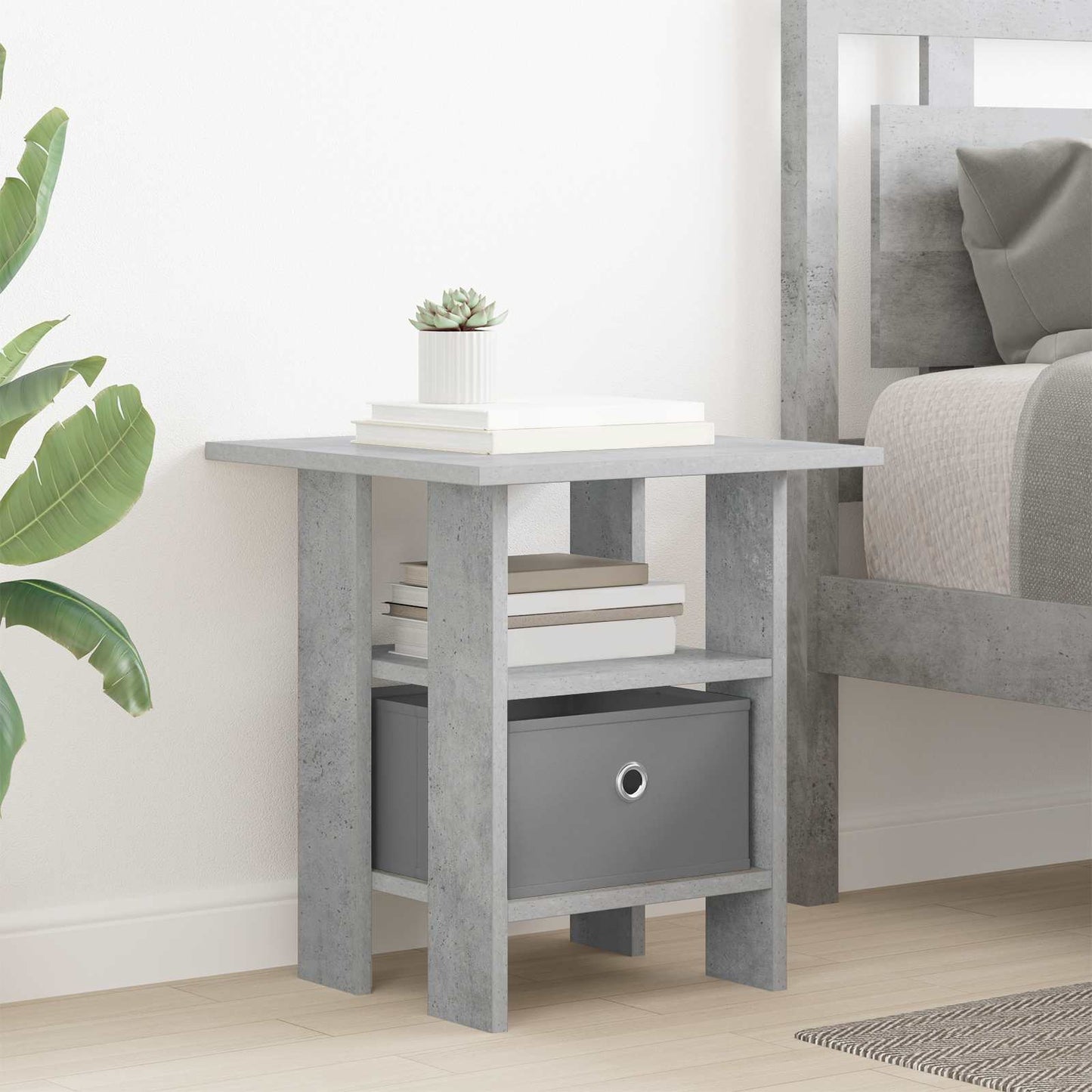 Bedside Table with Drawer 2 pcs Concrete Grey 41 x 40 x 45 cm