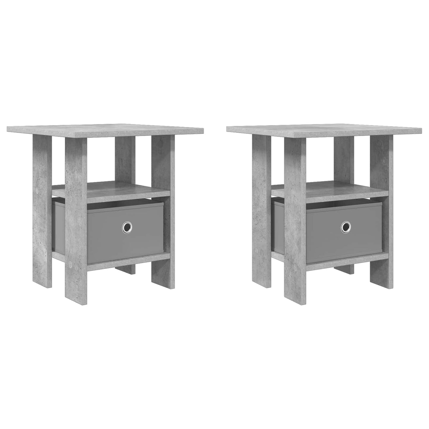 Bedside Table with Drawer 2 pcs Concrete Grey 41 x 40 x 45 cm