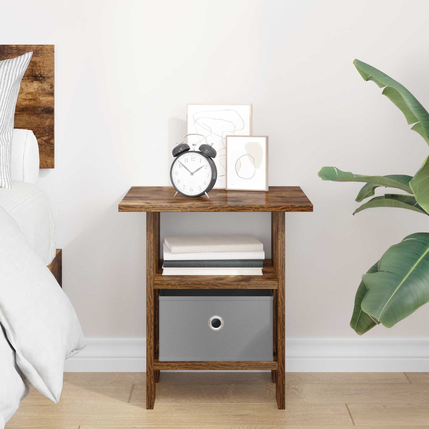 Bedside Table Smoked Oak 41 x 40 x 45 cm Engineered Wood