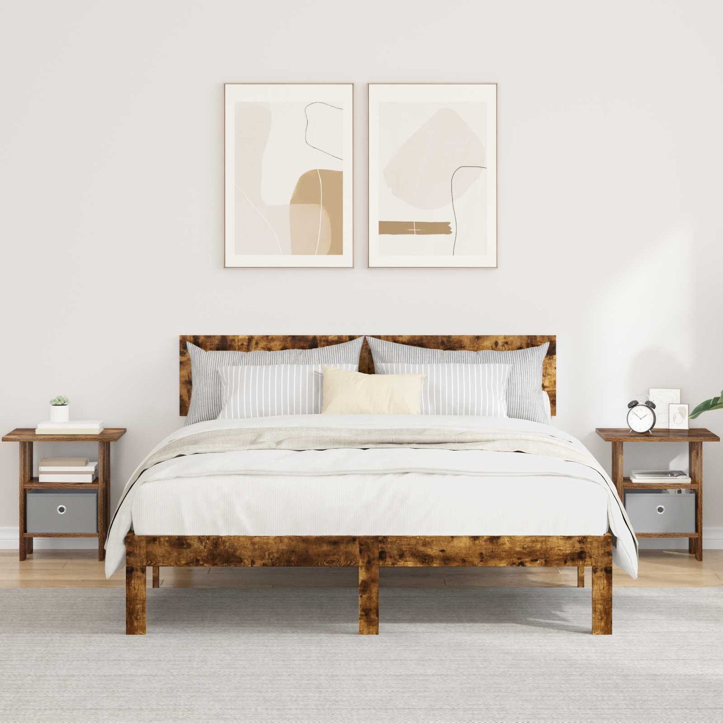 Bedside Table 2 pcs Smoked Oak 41 x 40 x 45 cm Engineered Wood