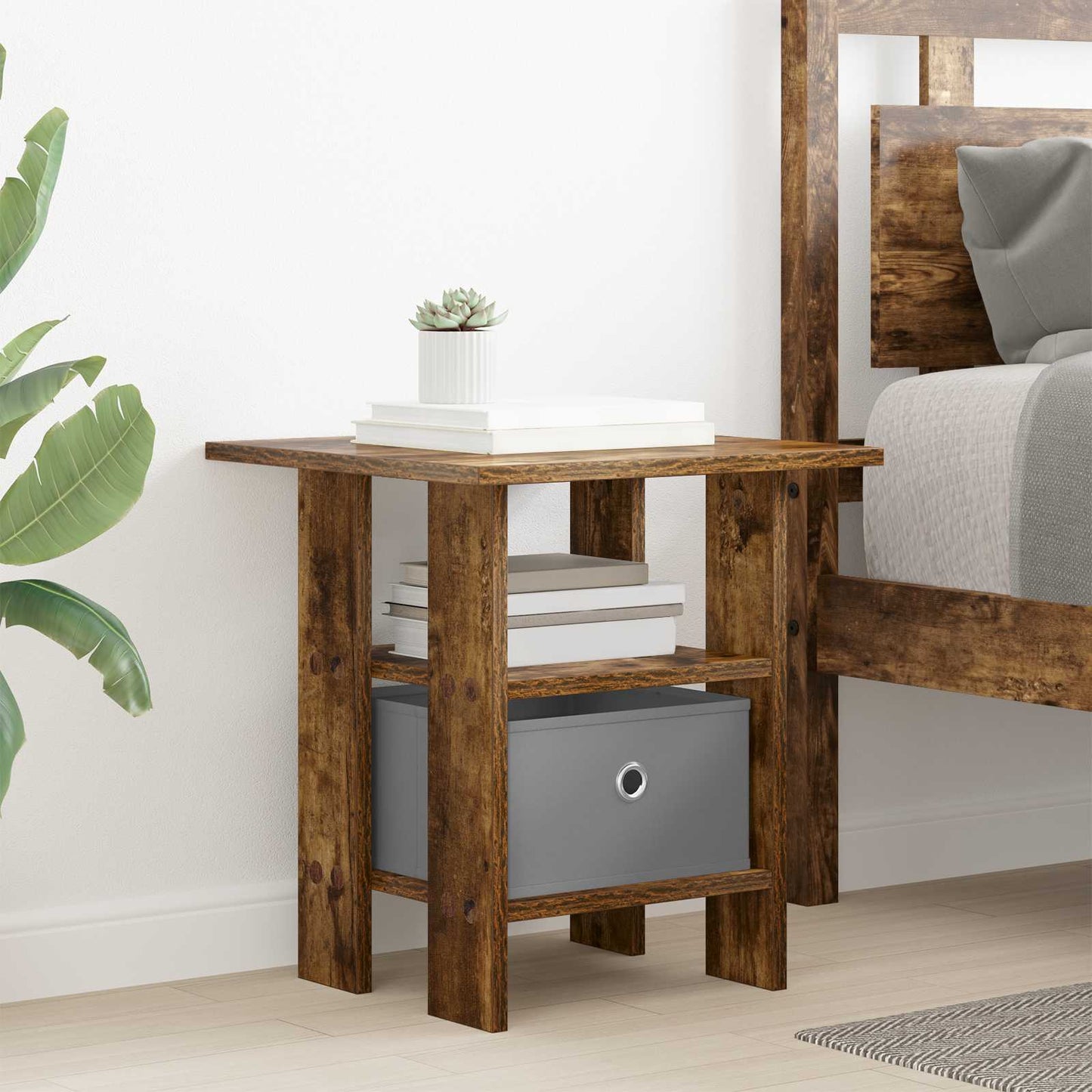 Bedside Table 2 pcs Smoked Oak 41 x 40 x 45 cm Engineered Wood