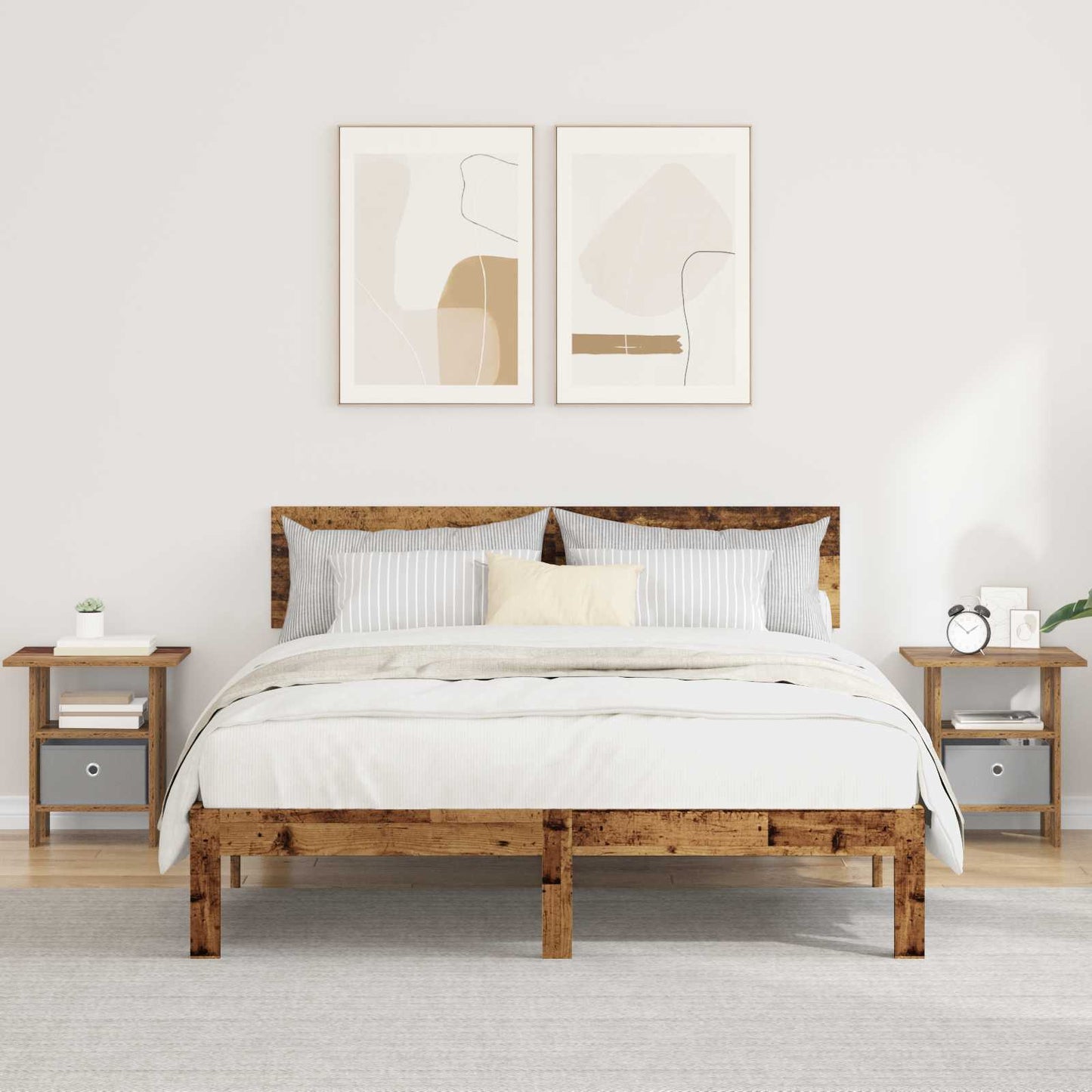 Bedside Table 2 pcs Old Wood 41 x 40 x 45 cm Engineered Wood