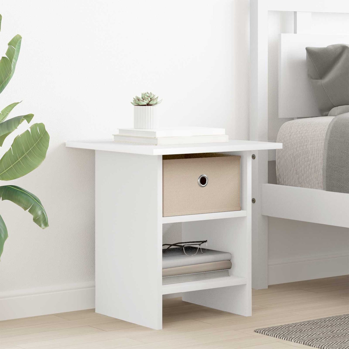 Bedside Table with Drawer White 41 x 40 x 45 cm Engineered Wood