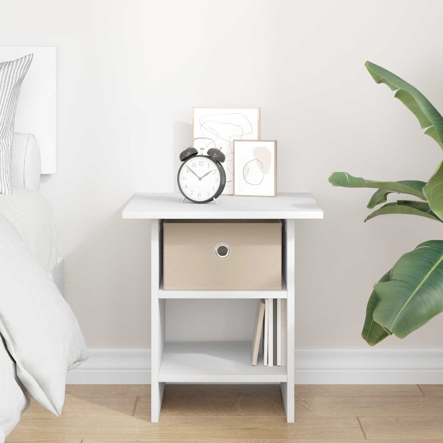 Bedside Table with Drawer White 41 x 40 x 45 cm Engineered Wood