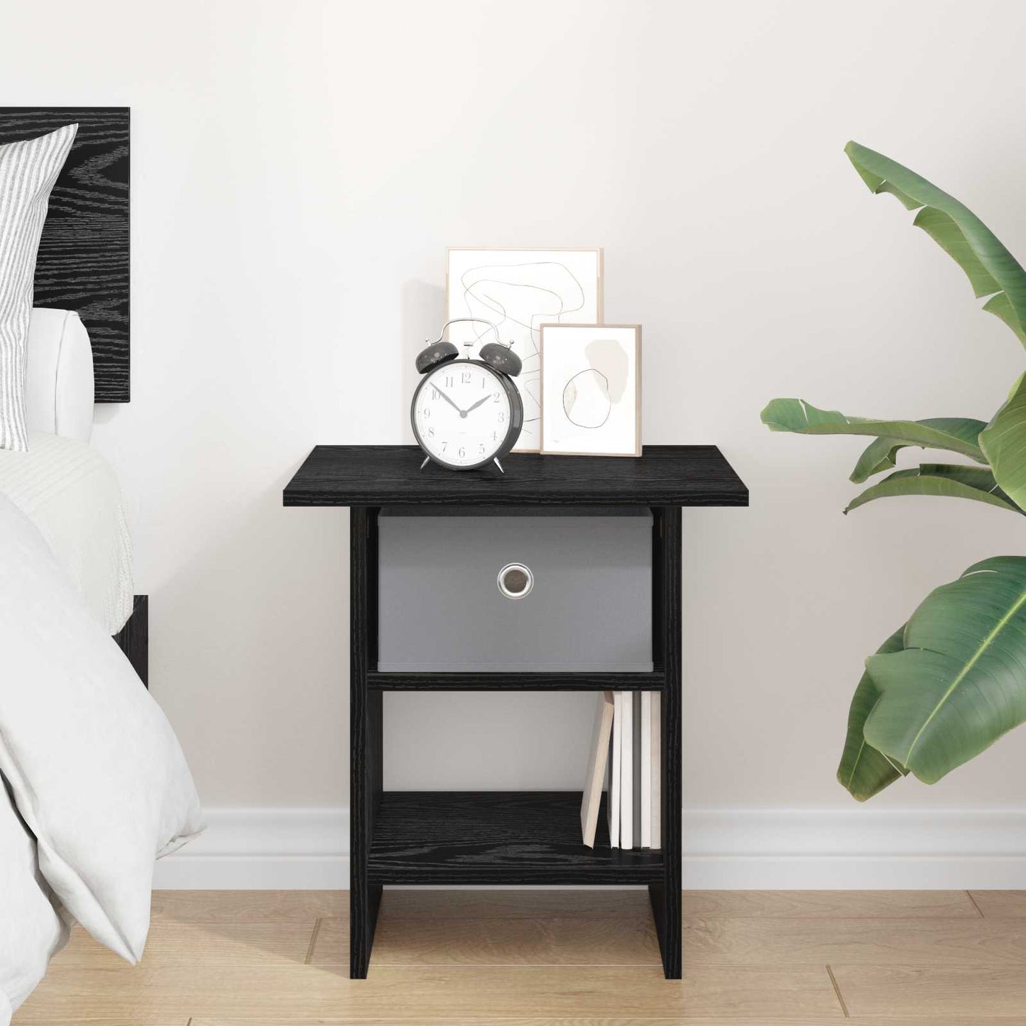 Bedside Table Black Oak 41 x 40 x 45 cm Engineered Wood