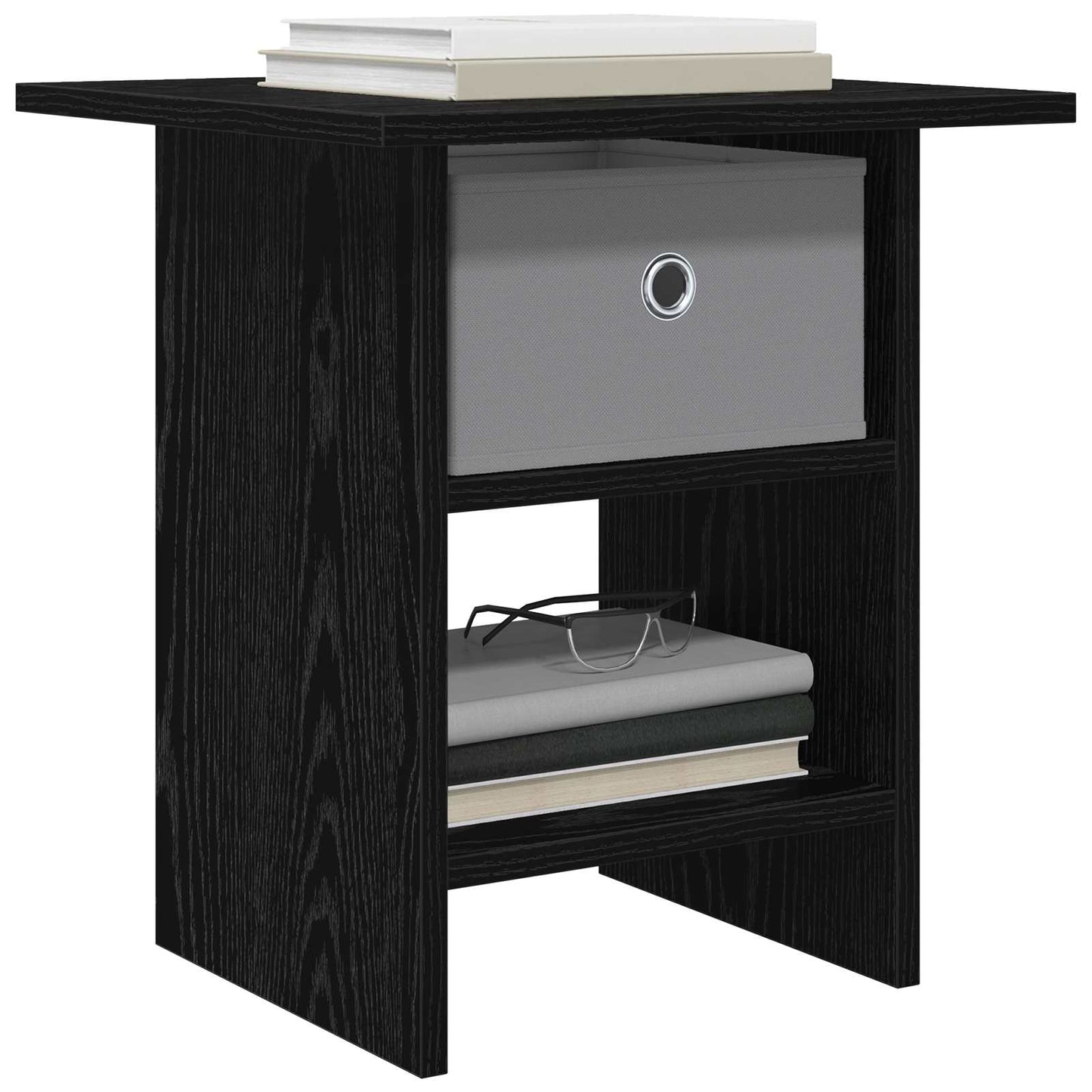 Bedside Table Black Oak 41 x 40 x 45 cm Engineered Wood