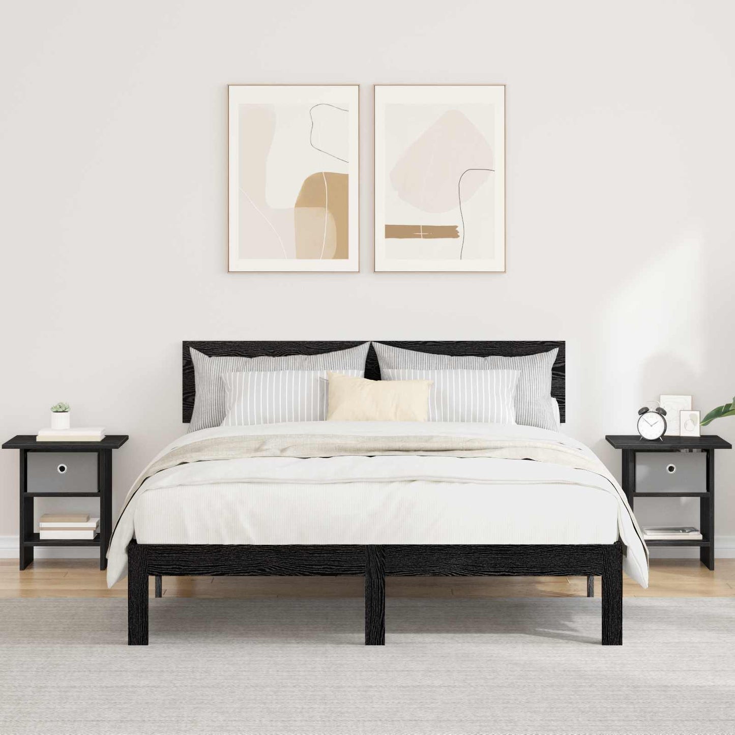 Bedside Table 2 pcs Black Oak 41 x 40 x 45 cm Engineered Wood