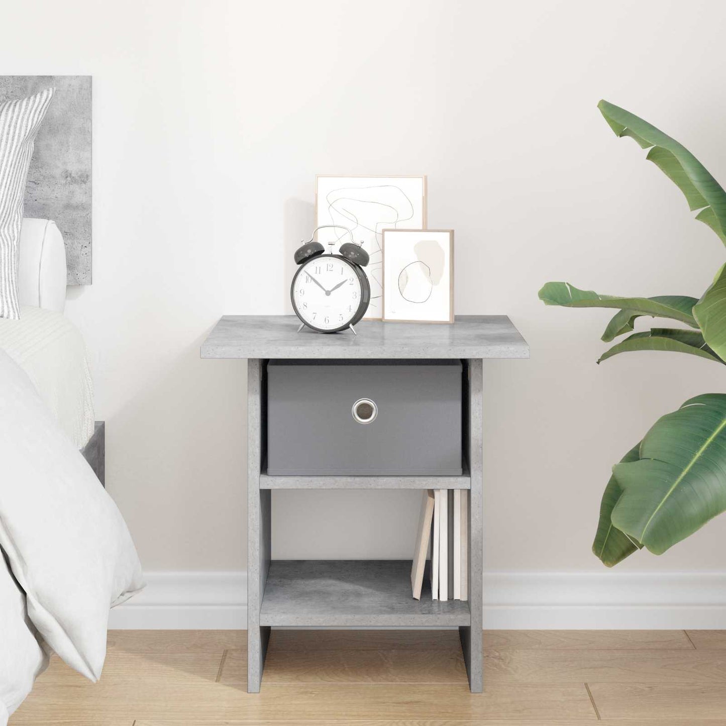 Bedside Table Concrete Grey 41 x 40 x 45 cm Engineered Wood