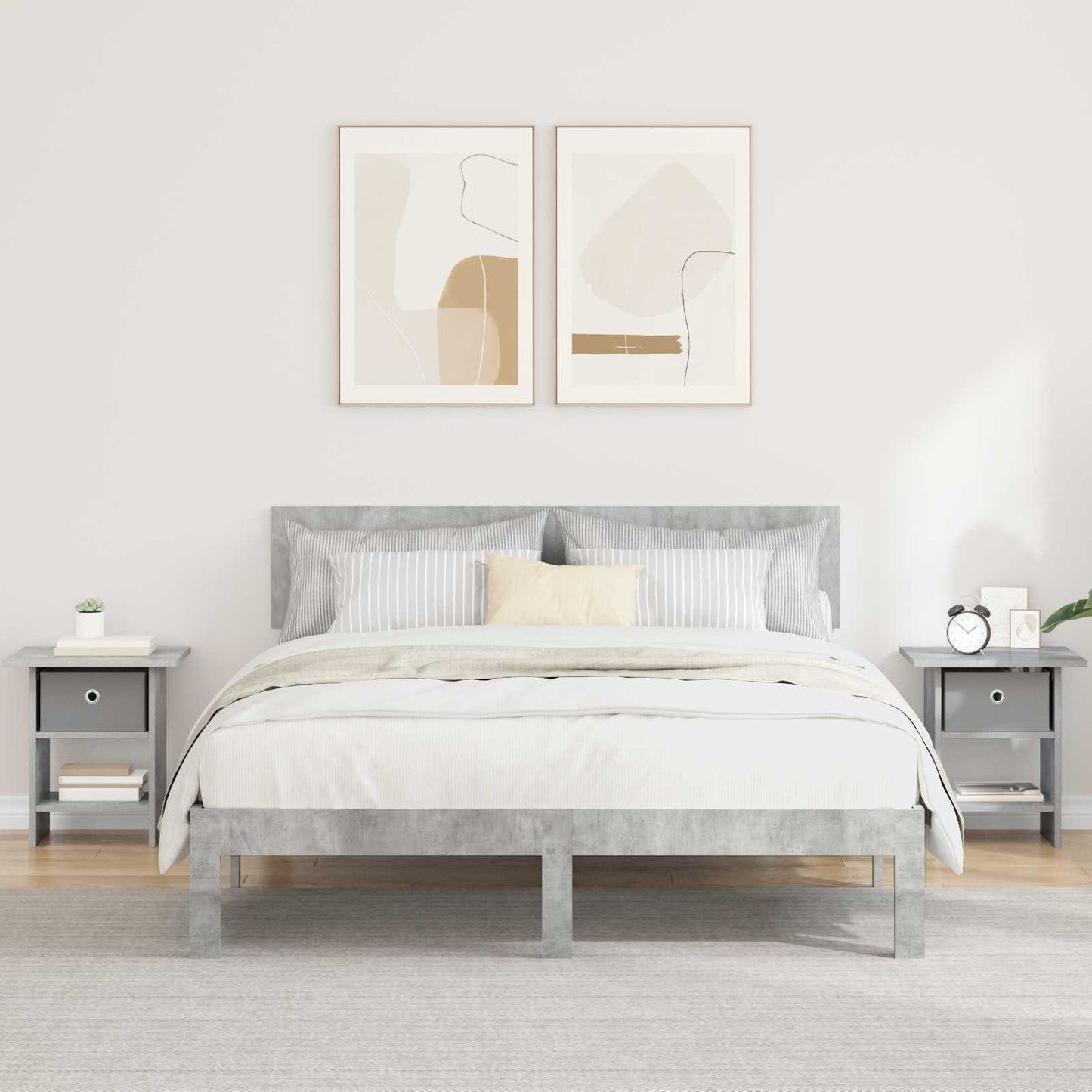Bedside Table with Drawer 2 pcs Concrete Grey 41 x 40 x 45 cm