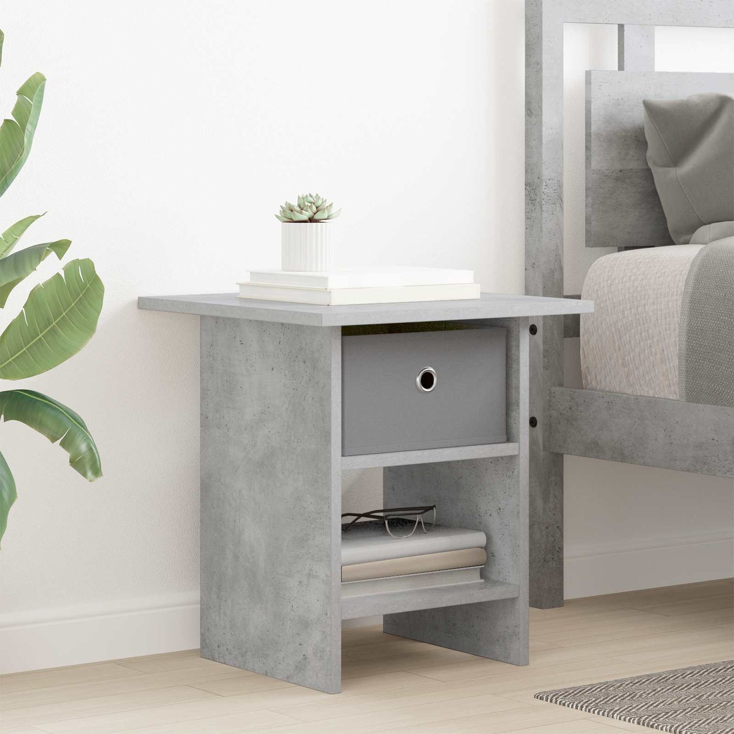 Bedside Table with Drawer 2 pcs Concrete Grey 41 x 40 x 45 cm