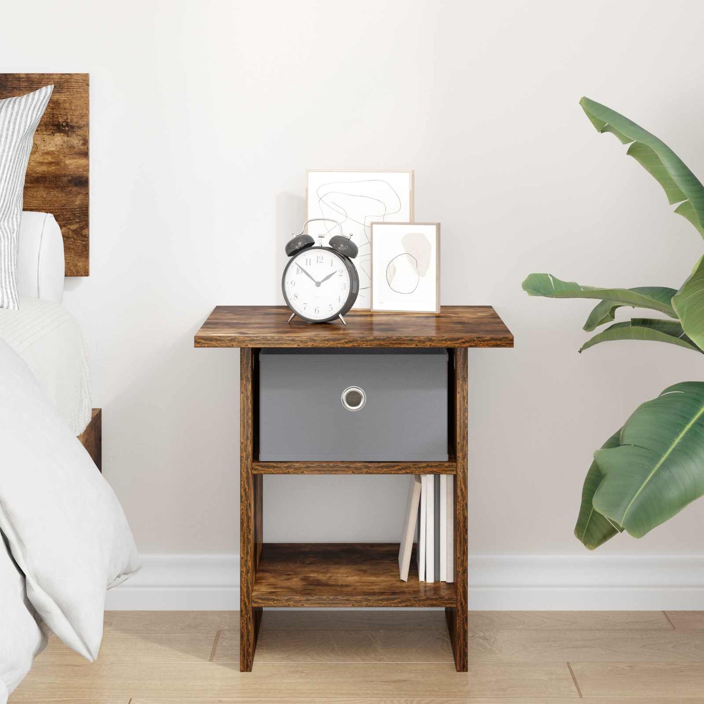 Bedside Table Smoked Oak 41 x 40 x 45 cm Engineered Wood
