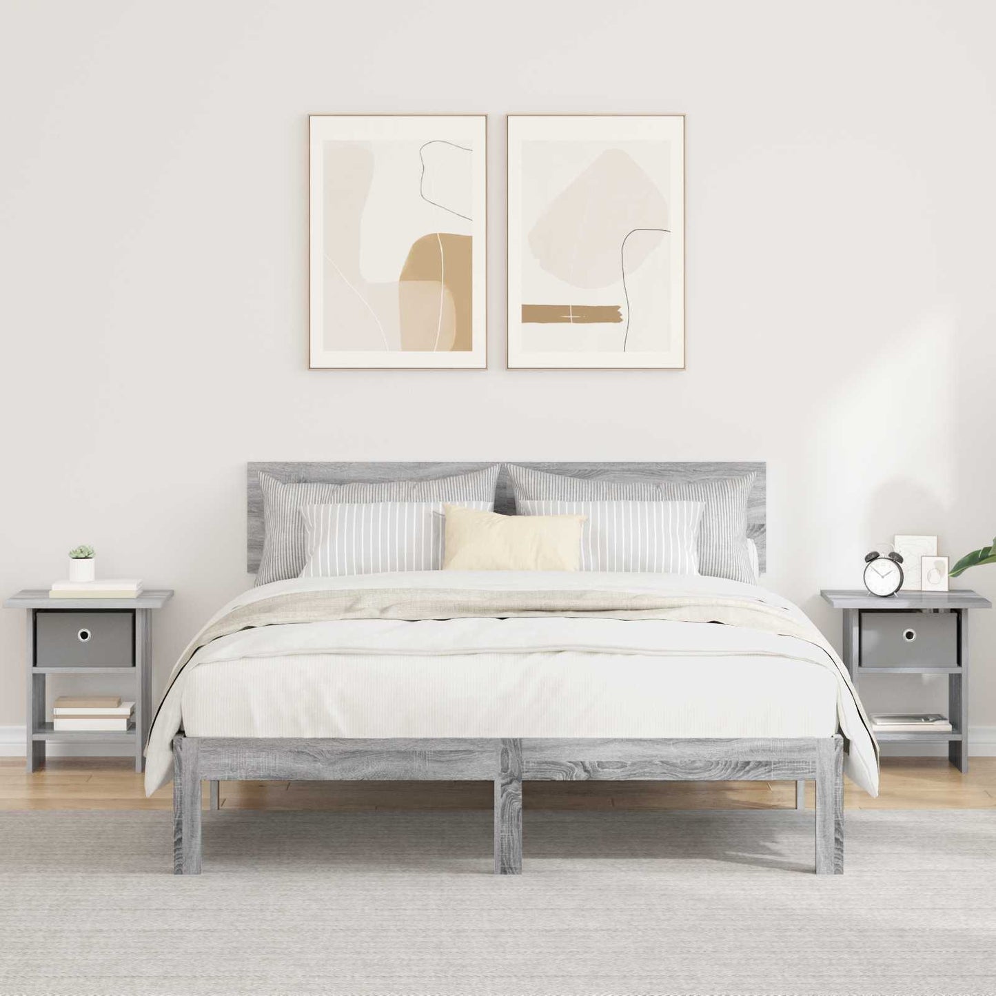Bedside Table 2 pcs Grey Sonoma 41 x 40 x 45 cm Engineered Wood
