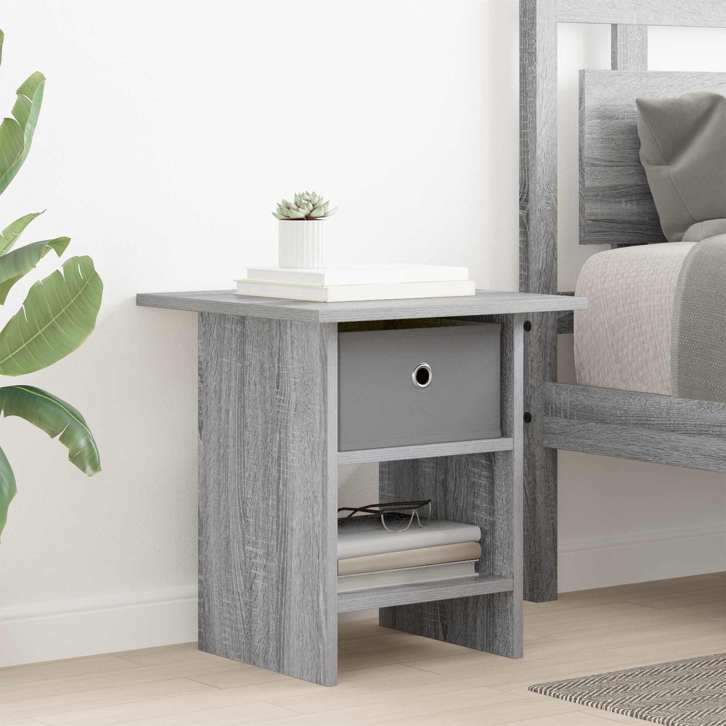 Bedside Table 2 pcs Grey Sonoma 41 x 40 x 45 cm Engineered Wood