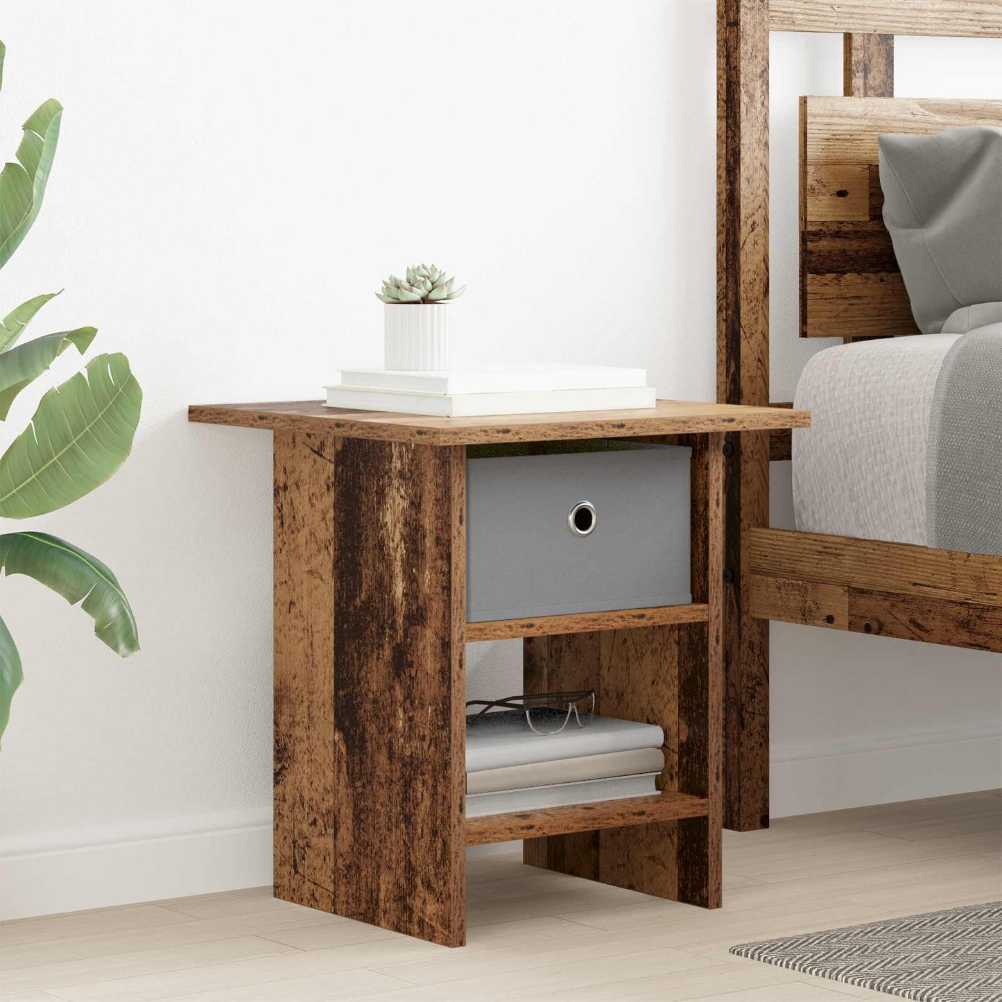 Bedside Table Old Wood 41 x 40 x 45 cm Engineered Wood