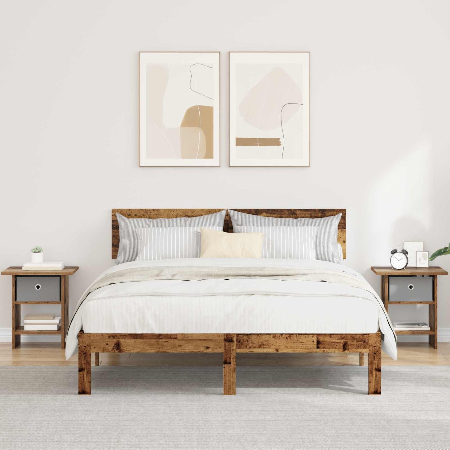 Bedside Table 2 pcs Old Wood 41 x 40 x 45 cm Engineered Wood