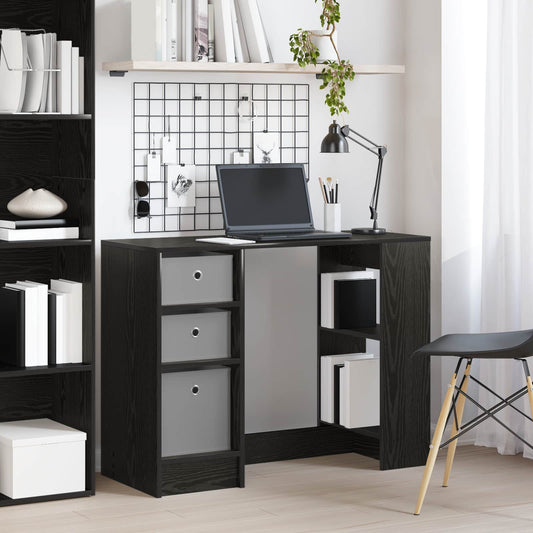 Desk with Drawer Black Oak 100 x 40 x 75 cm Engineered Wood