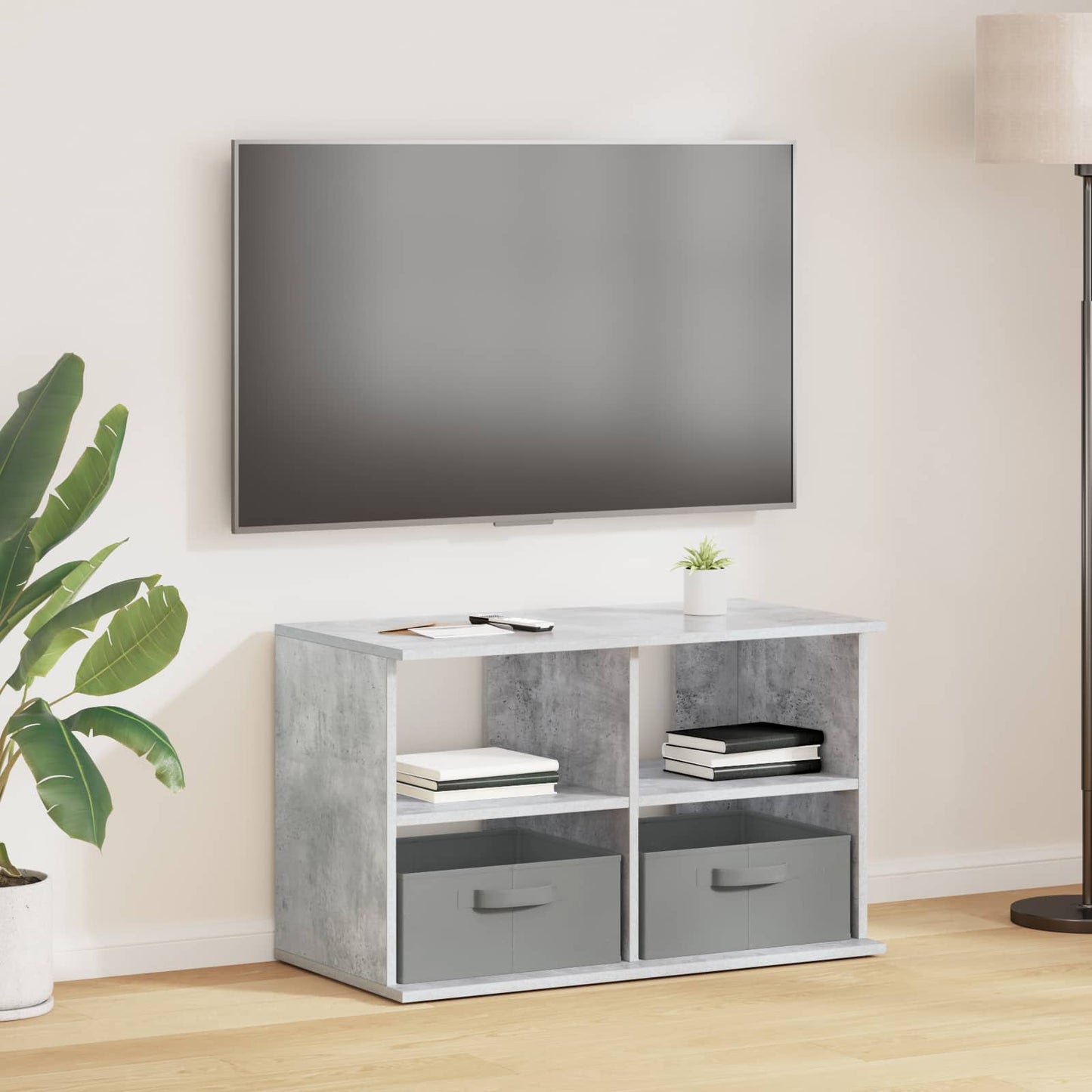 TV stand with Drawer Concrete Grey 79 x 40 x 48 cm