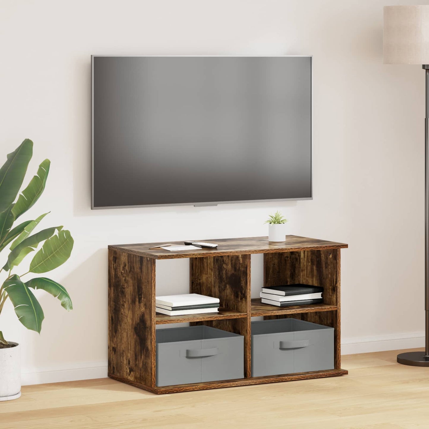 TV stand with Drawer Smoked Oak 79 x 40 x 48 cm