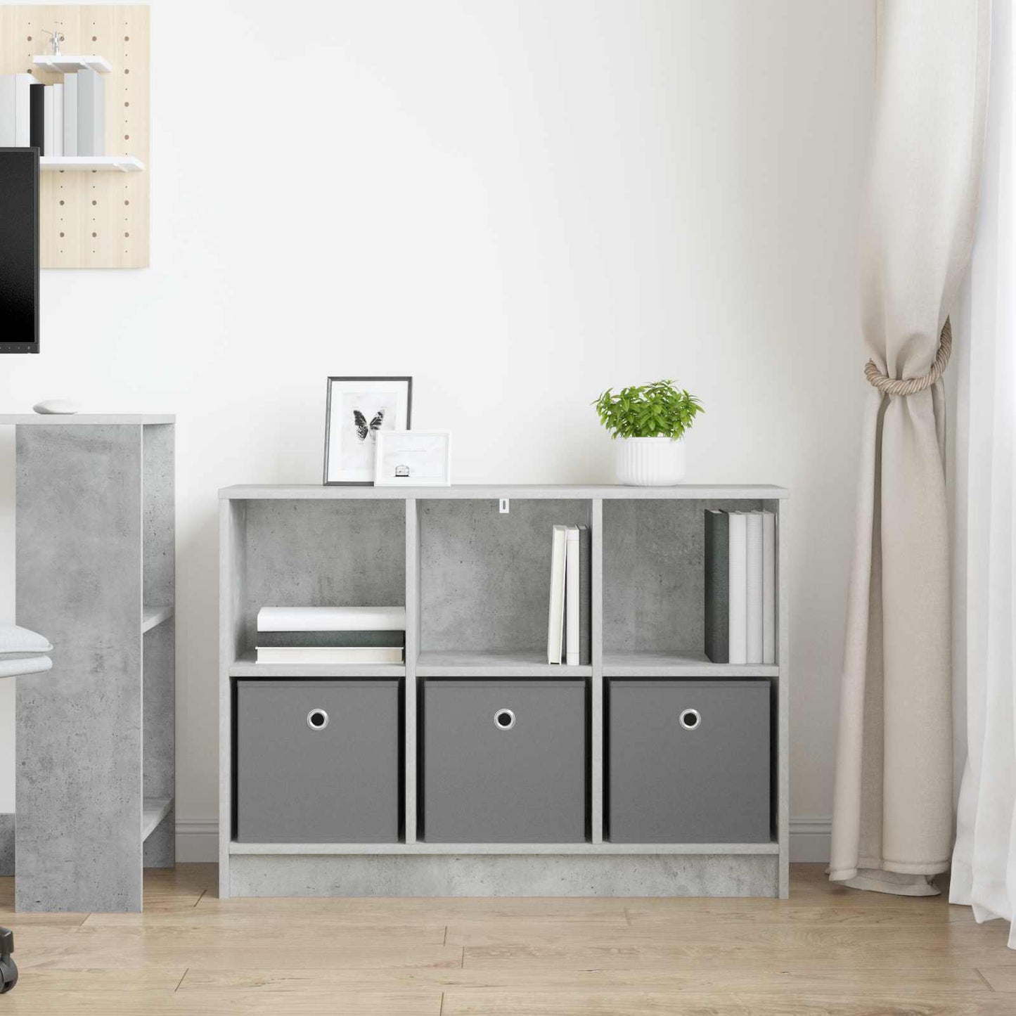 Sideboard with Drawer Concrete Grey 88.5 x 27.5 x 63.5 cm