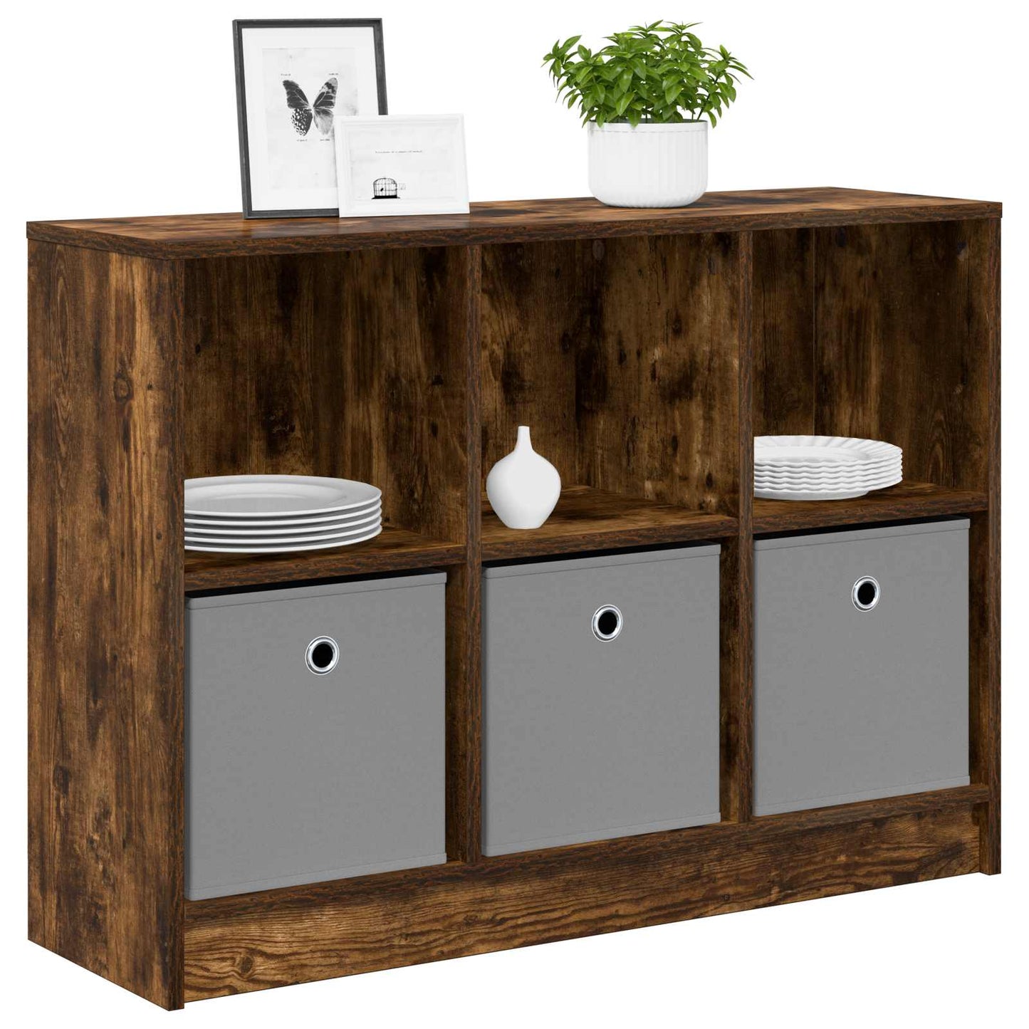 Sideboard with Drawer Smoked Oak 88.5 x 27.5 x 63.5 cm