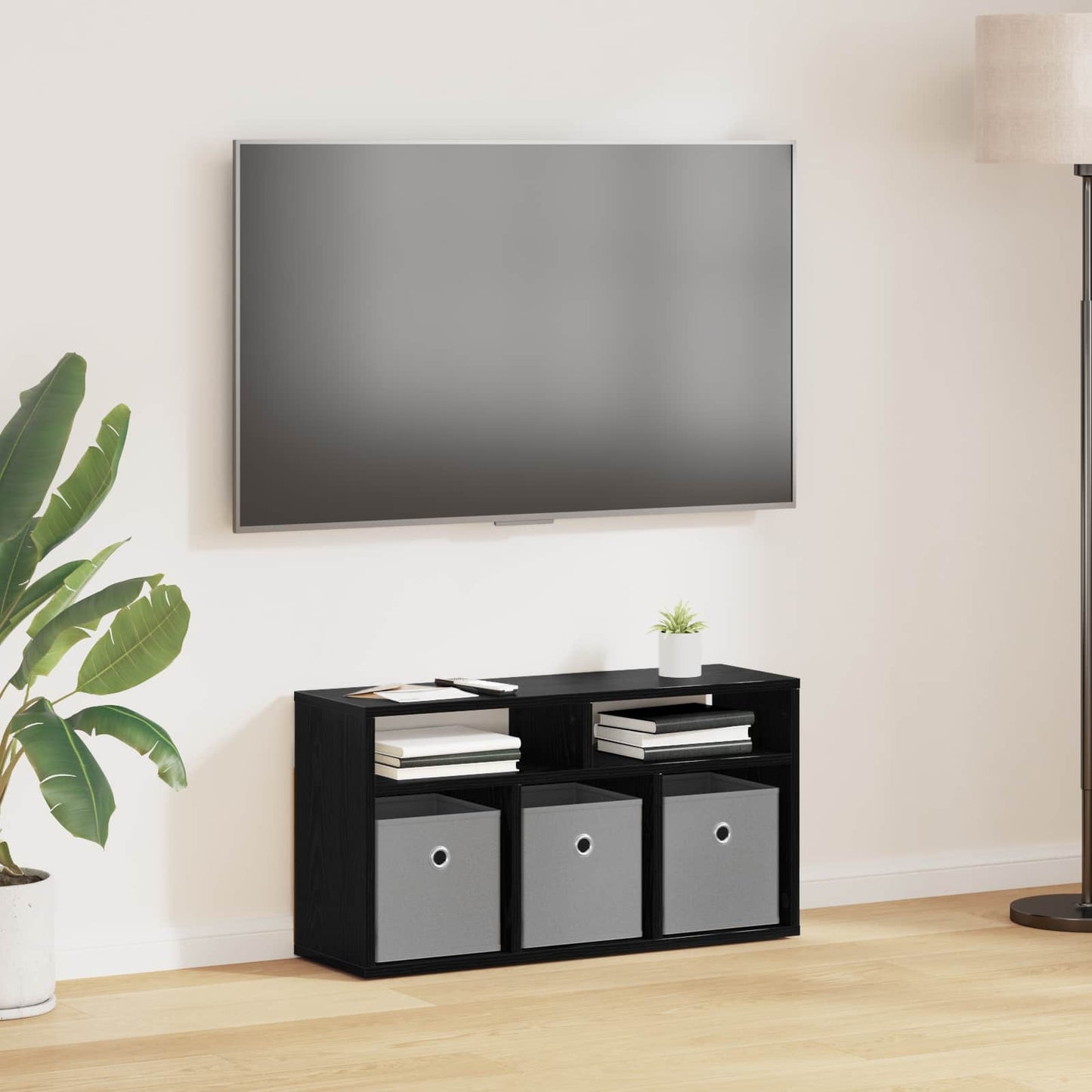 Lowboard with Drawer Black Oak 72 x 22.5 x 38 cm
