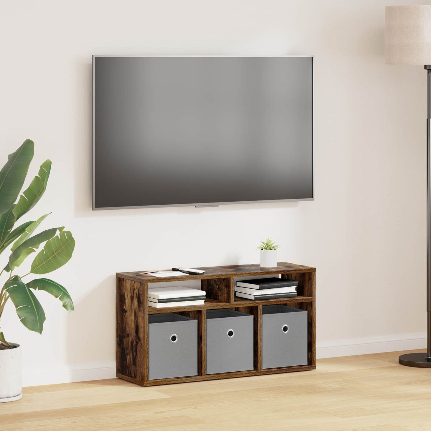 Lowboard with Drawer Smoked Oak 72 x 22.5 x 38 cm
