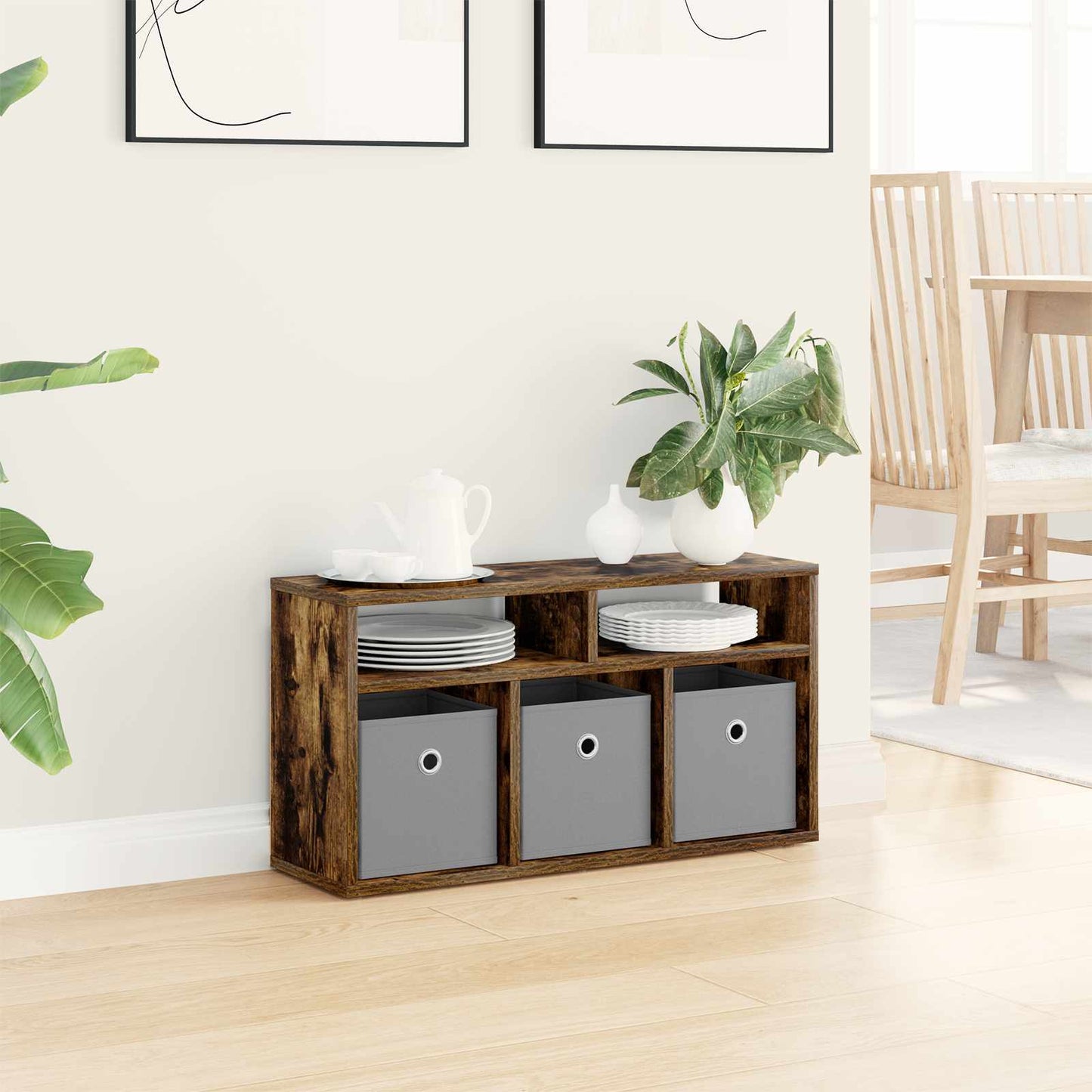 Lowboard with Drawer Smoked Oak 72 x 22.5 x 38 cm