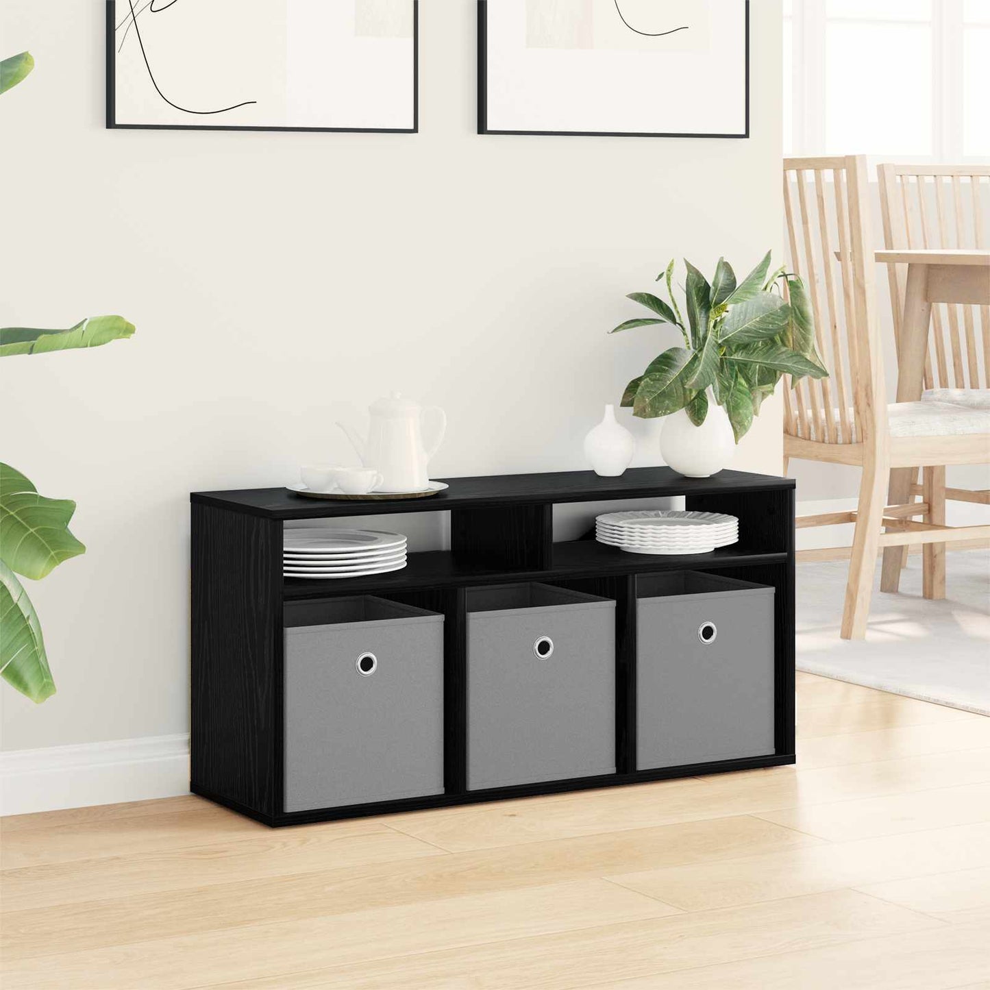 Lowboard with Drawer Black Oak 87 x 27.5 x 43 cm