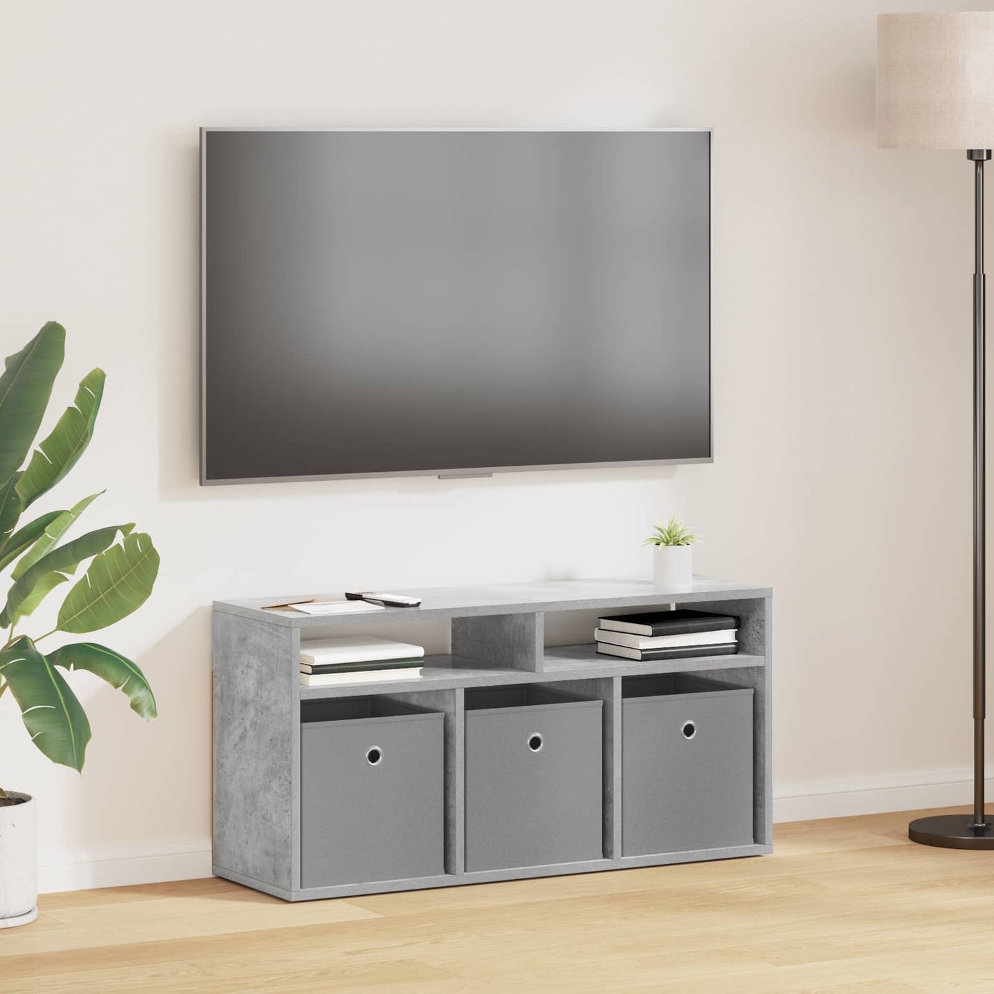 Lowboard with Drawer Concrete Grey 87 x 27.5 x 43 cm