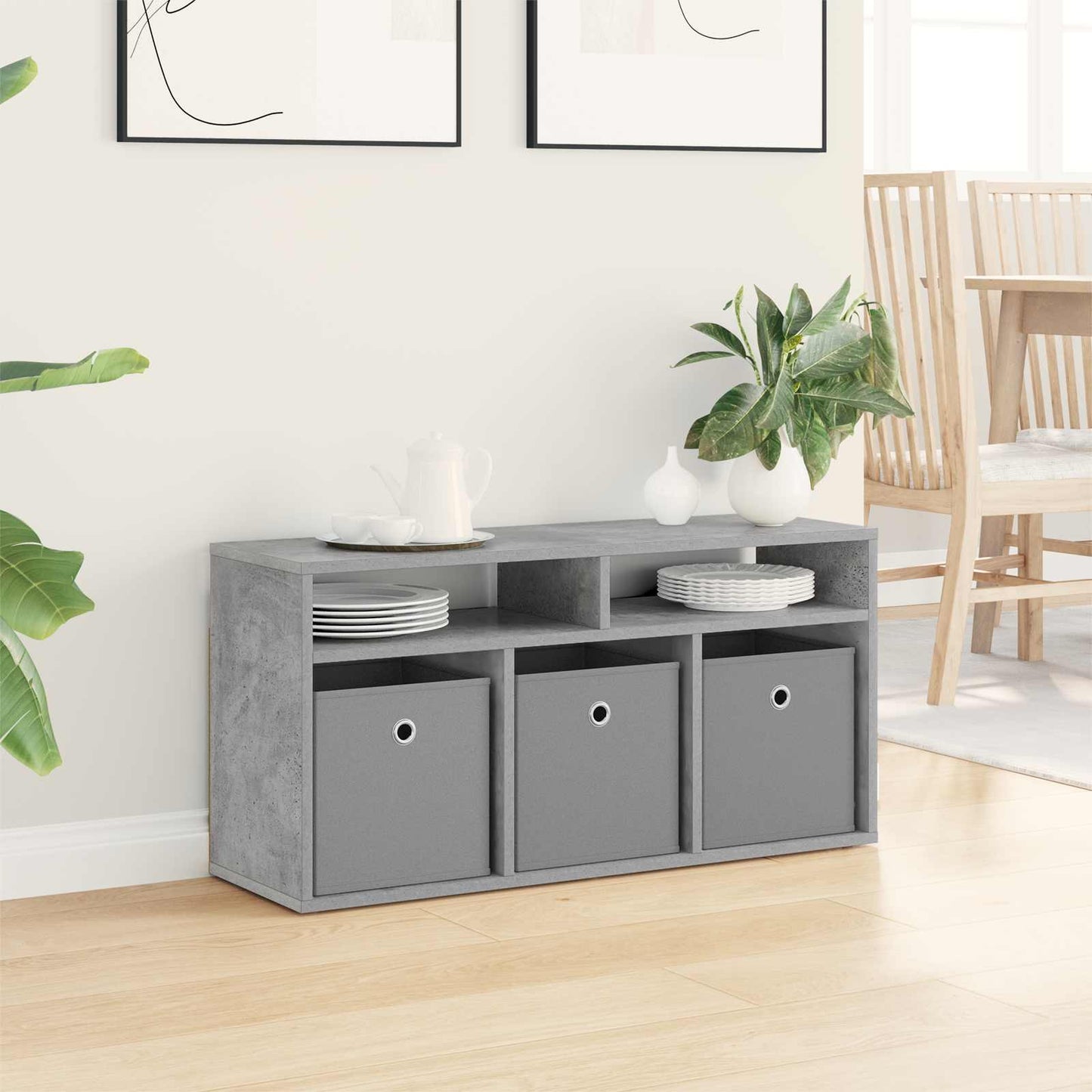 Lowboard with Drawer Concrete Grey 87 x 27.5 x 43 cm