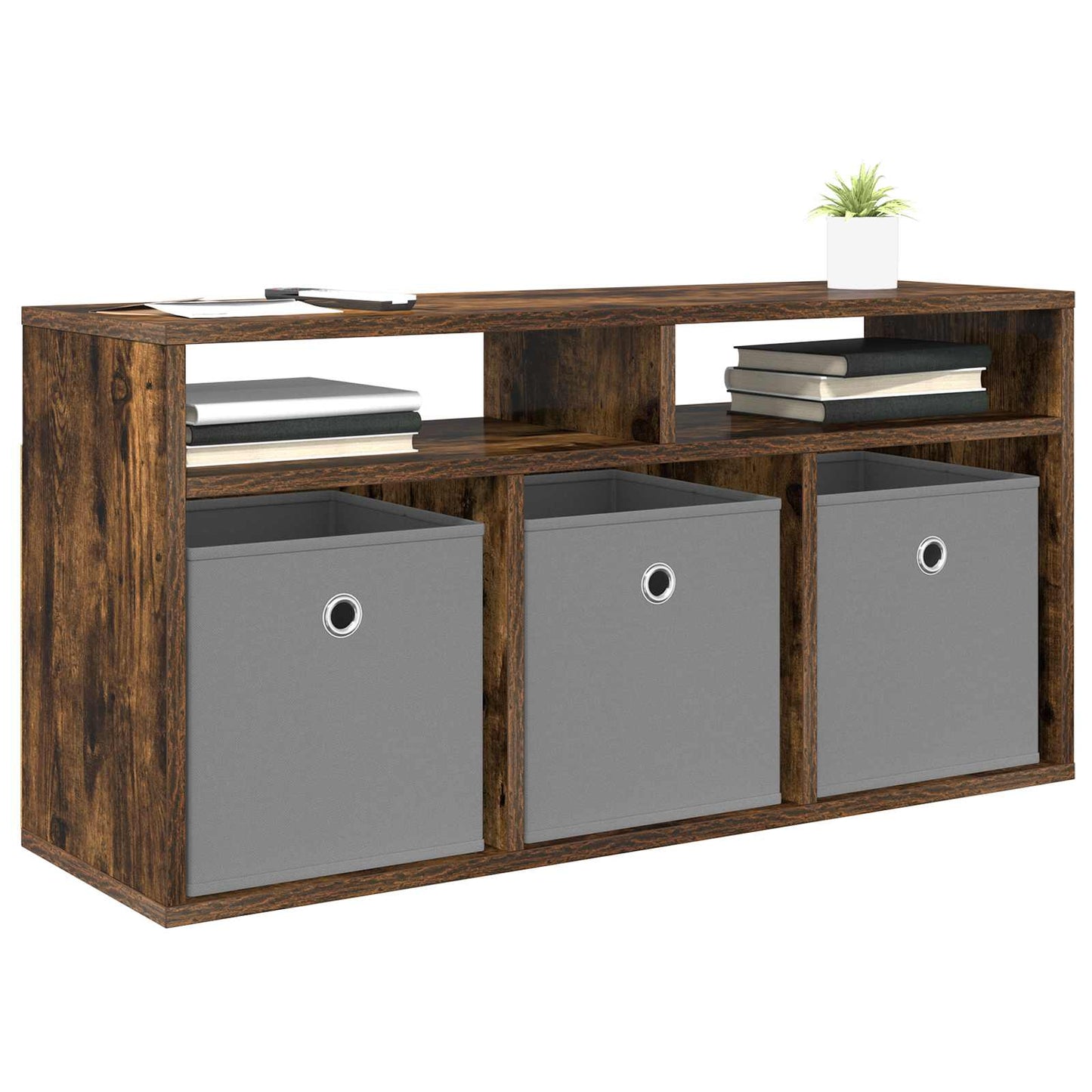 Lowboard with Drawer Smoked Oak 87 x 27.5 x 43 cm