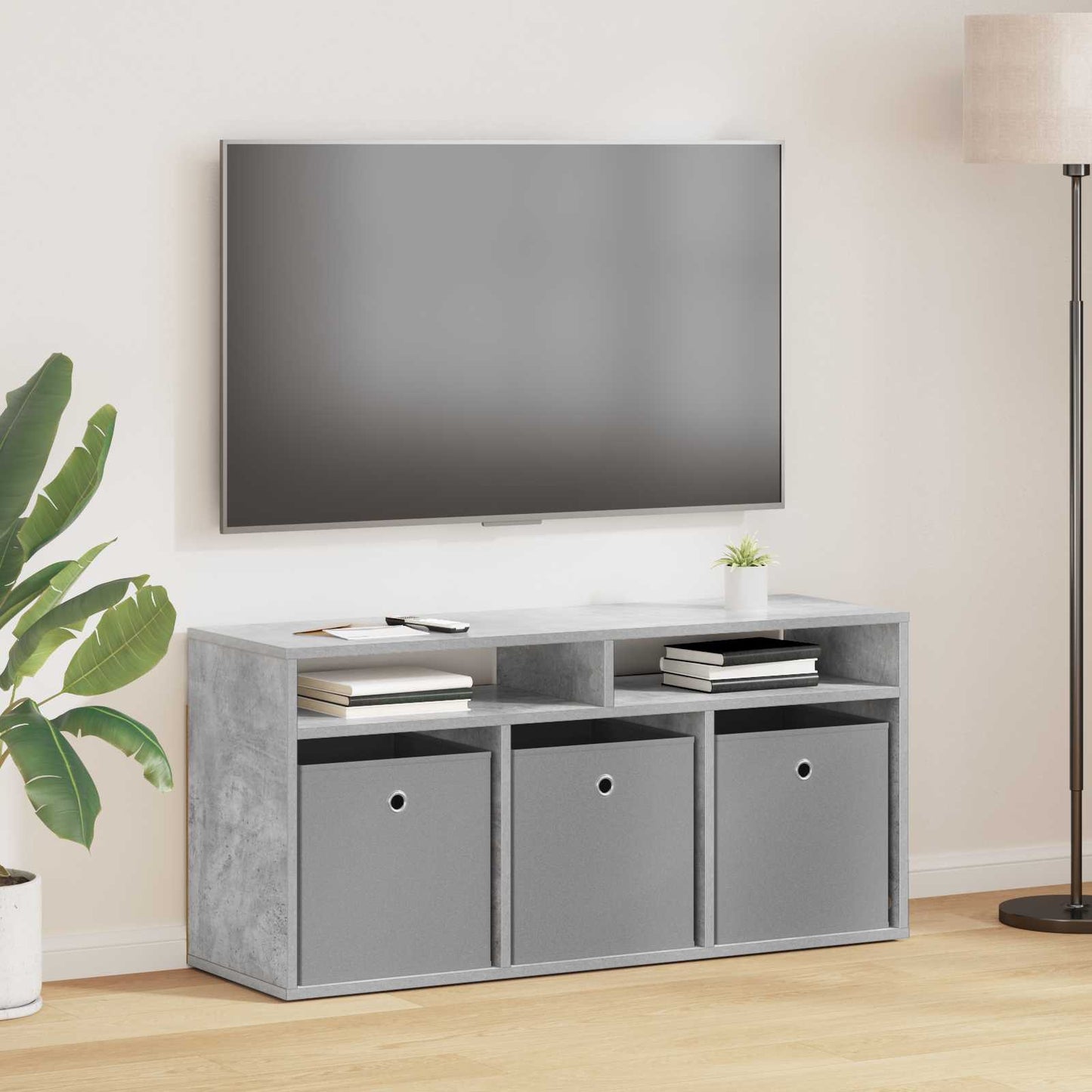Lowboard with Drawer Concrete Grey 102 x 32 x 48.5 cm
