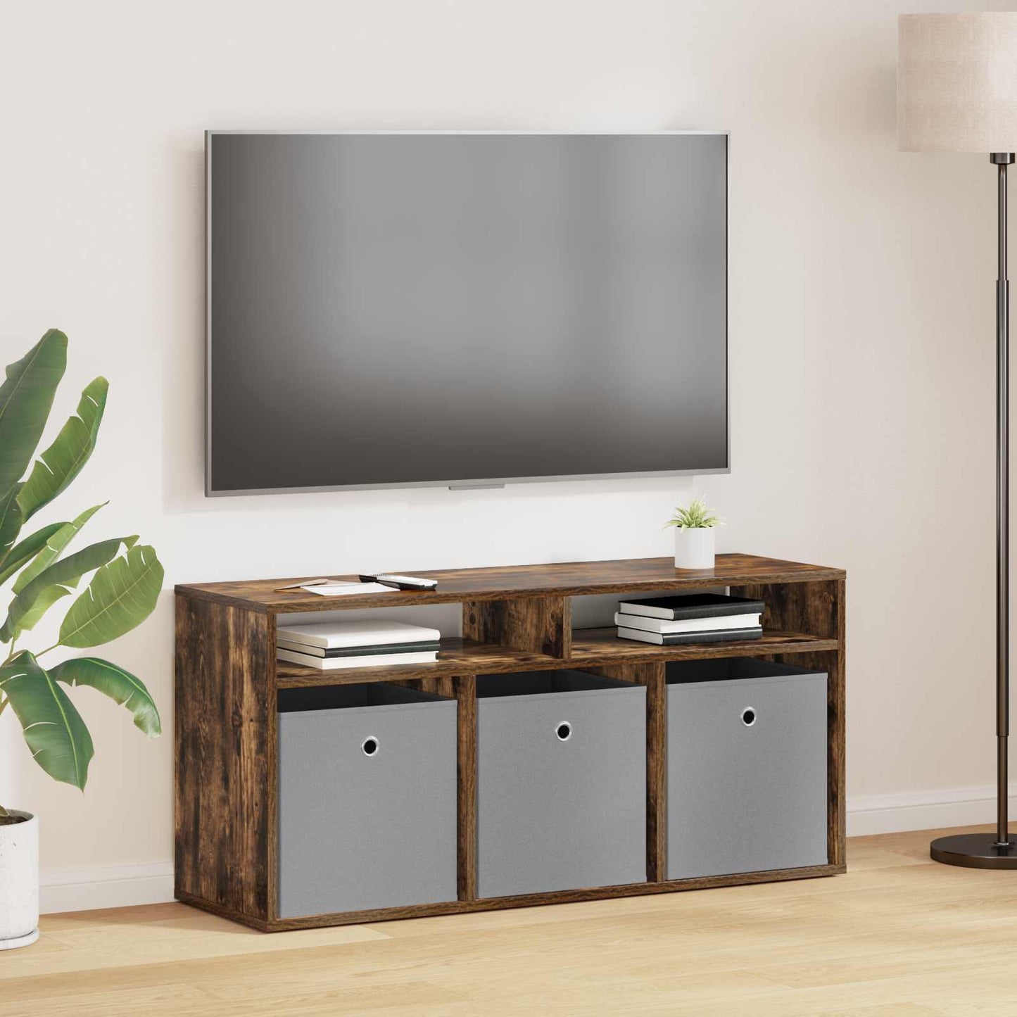 Lowboard with Drawer Smoked Oak 102 x 32 x 48.5 cm