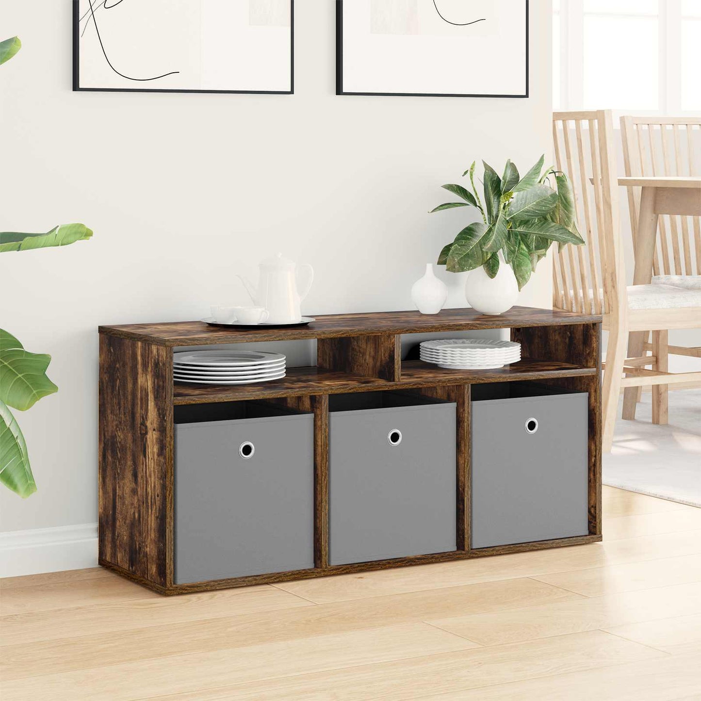 Lowboard with Drawer Smoked Oak 102 x 32 x 48.5 cm