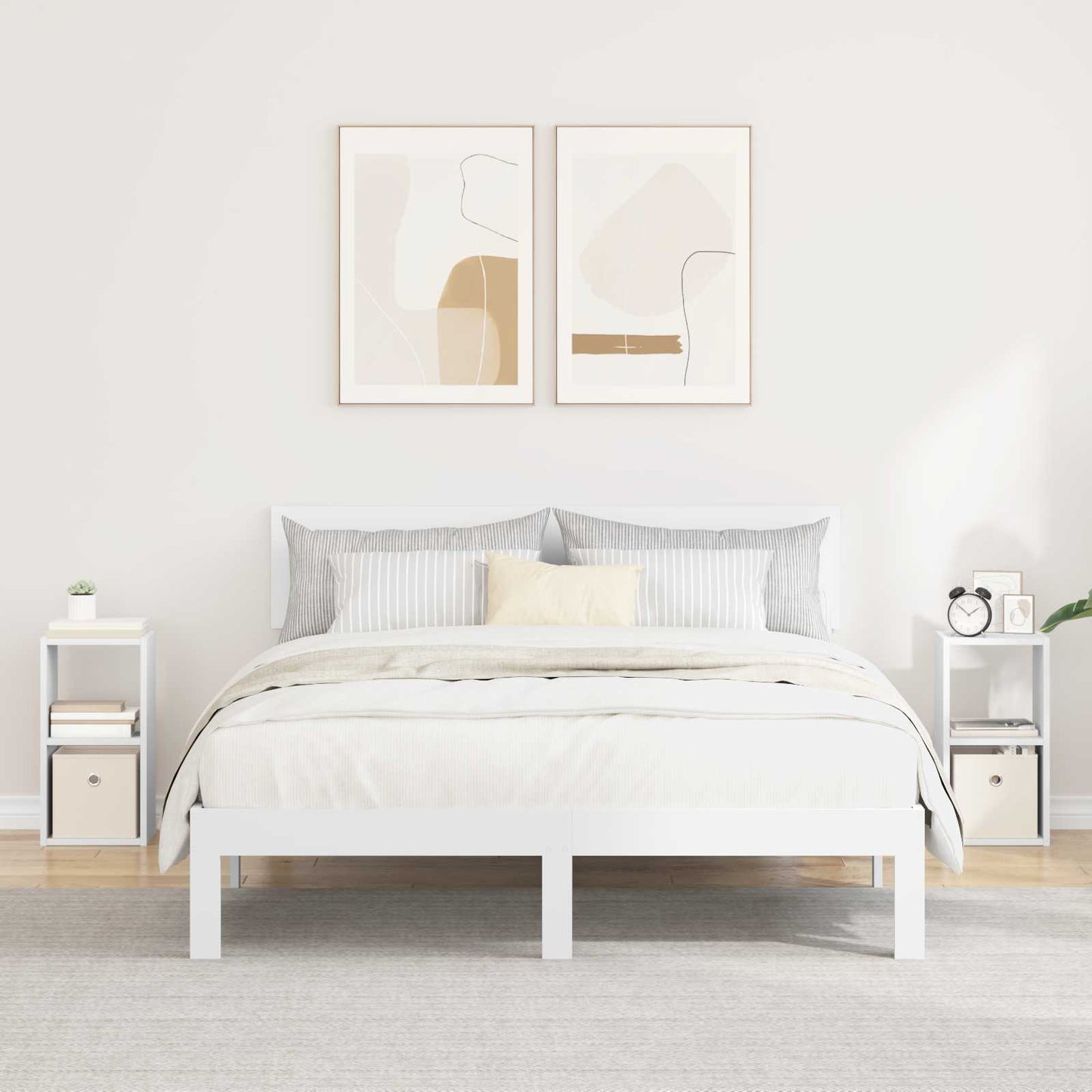 Bedside Table 2 pcs White 25.5 x 22 x 49.5 cm Engineered Wood