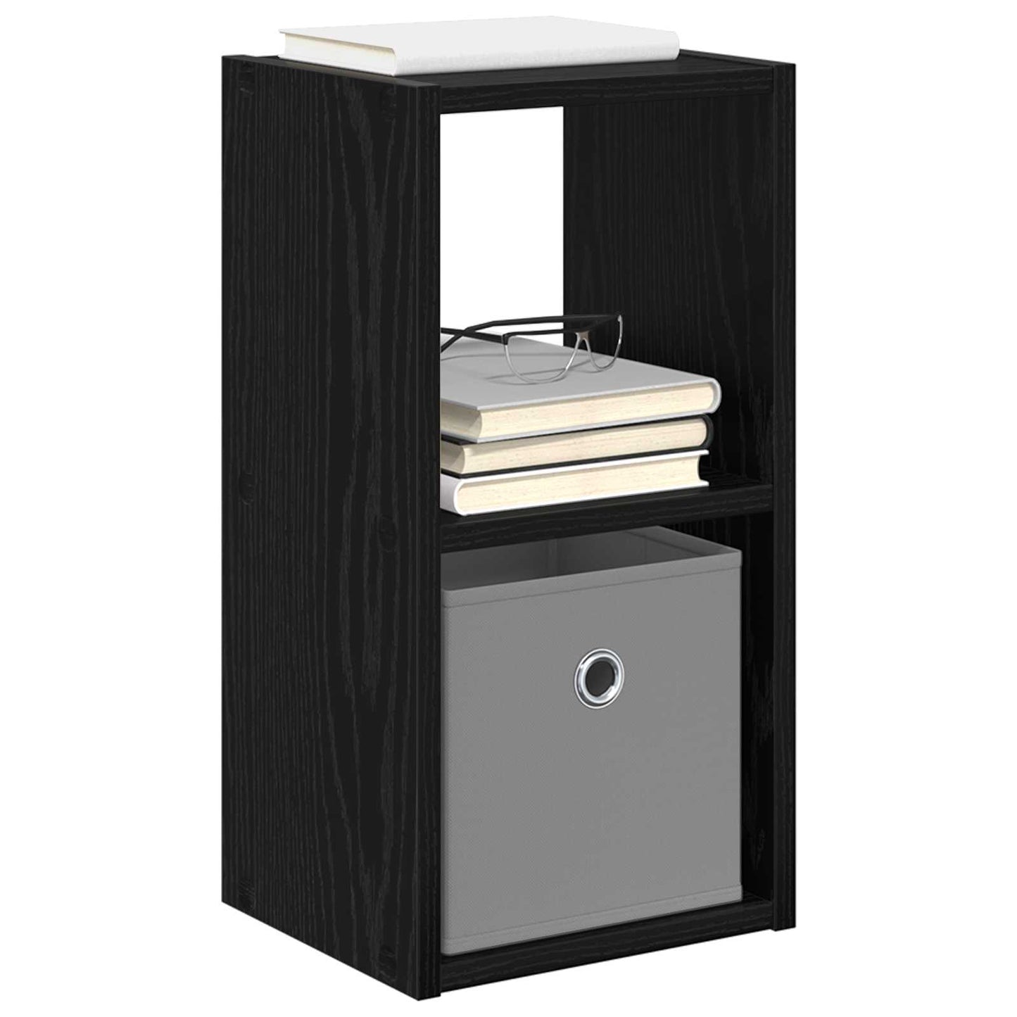 Bedside Table Black Oak 25.5 x 22 x 49.5 cm Engineered Wood